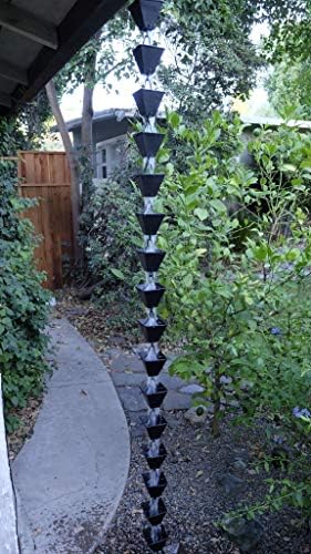 Nutshell Stores Medium Square Cups Rain Chain - Black - 8 Feet