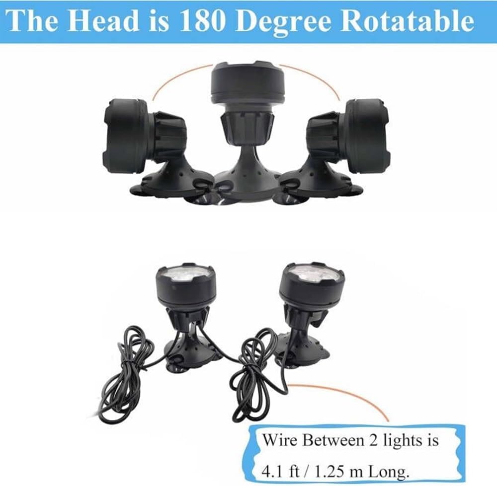 Pond Lights Submersible Outdoor Spotlights with Timer, Color Changing Fountain Light Waterproof Dimmable with Spiked Stand for Pond Fountain Waterfall Pool Landscape(Set of 2)