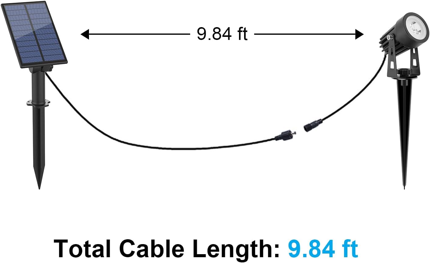 APONUO Metal Solar Spot Lights Outdoor with 9.8ft Cable Solar Powered Landscape Lighting Low Voltage IP65 Waterproof Auto On/Off for Outside Garden Yard Landscape Pathway Garage-Cool White(1-in-1)