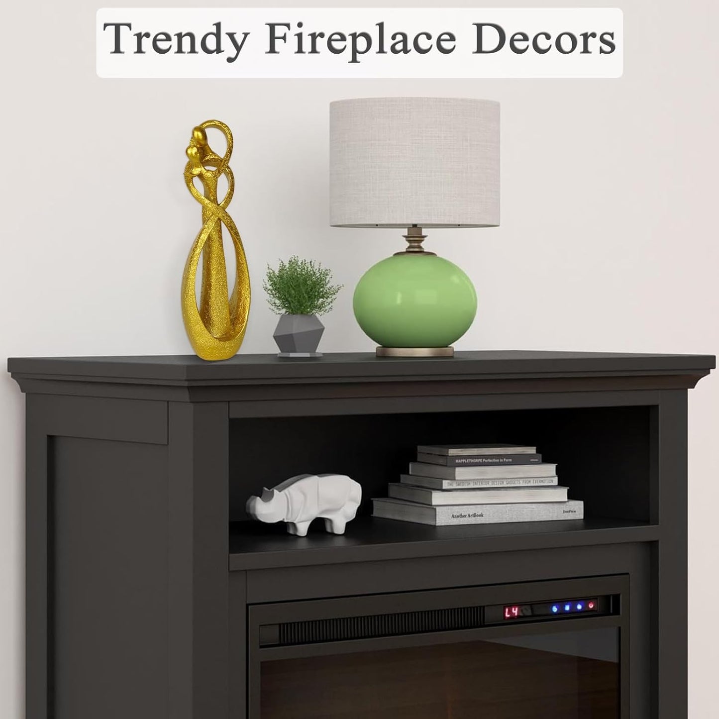 Trycooling Kissing Lovers Statue Abstract Sculpture Resin Statues for Home Decor Modern Home Office Desktop Shelf Bookshelf Decor (Gold)