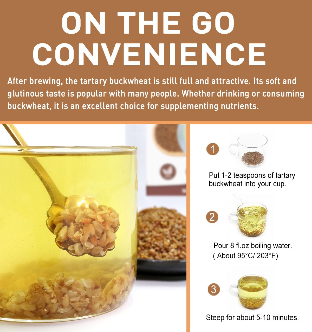 Olvvla - Himalayan Tartary Buckwheat - 8oz/227g - Premium Roasted Buckwheat Tea - Gluten-Free - Caffeine Free - Rich Aroma of Roasted Buckwheat