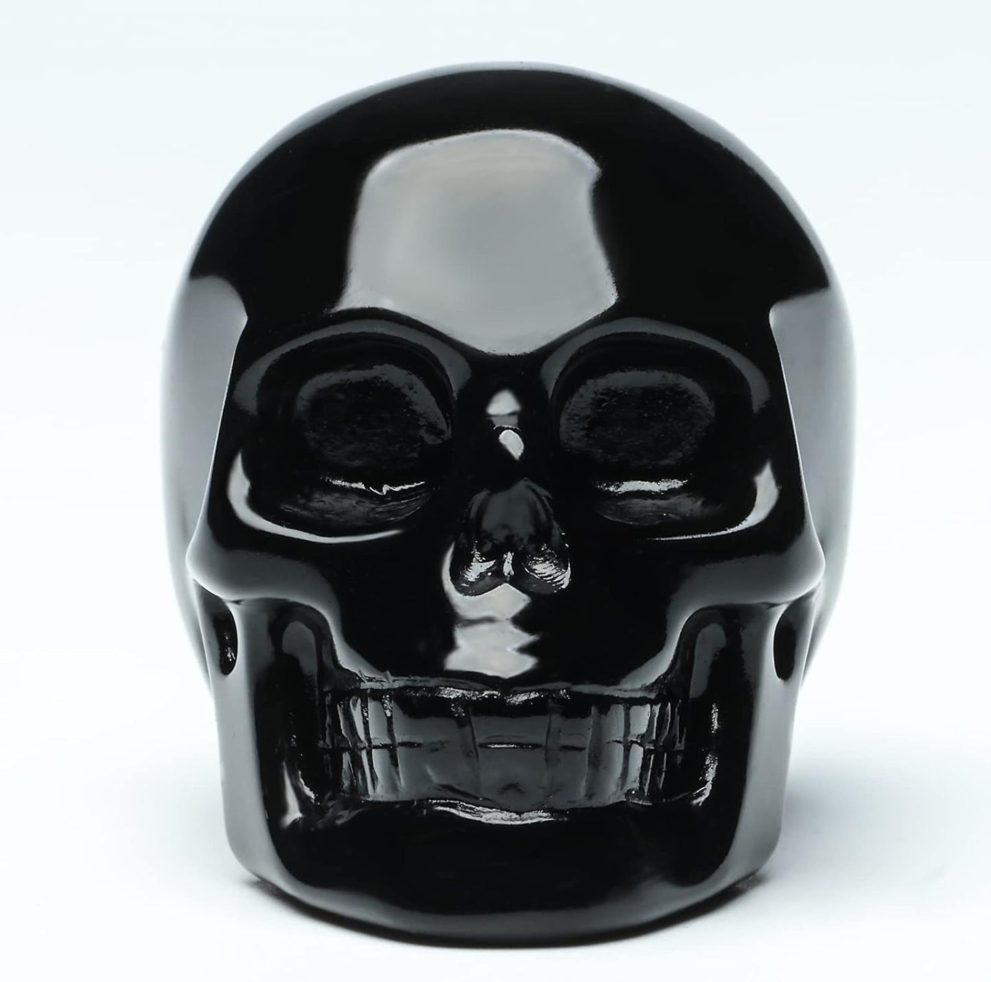 2''Natural Black Obsidian Crystal Skull Head Hand Carved Reiki Healing Stone Statue Healing Home Office Art Room Decoration