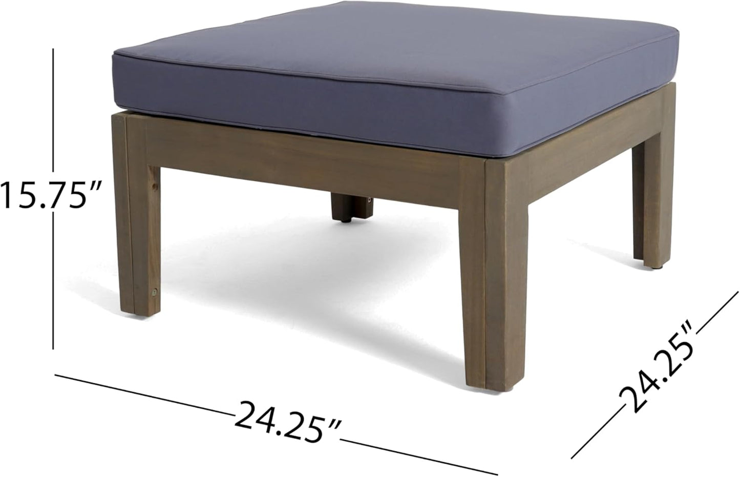 5 Piece Acacia Wood Patio Furniture Set, L-Shape Outdoor Furniture Set with Coffee Table and Ottoman, Conversation Set for Garden, Poolside, Backyard (Grey/18)