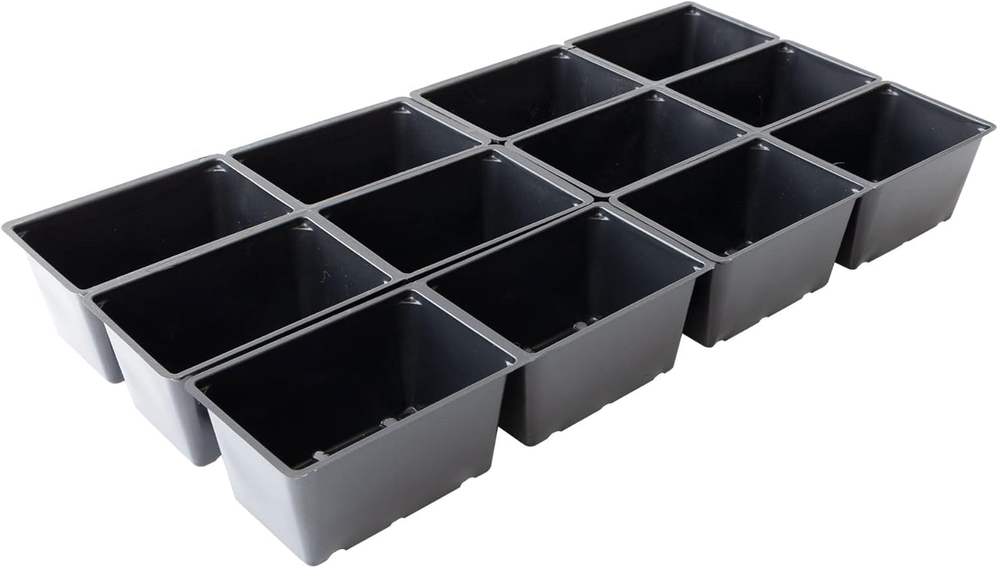 12 Cell Plant Tray Inserts - Pack of 50 - One Dozen Perforated Planter Cells with Drain Holes - for 10x20 Trays. Gardening, Seed Starts, Microgreens & More