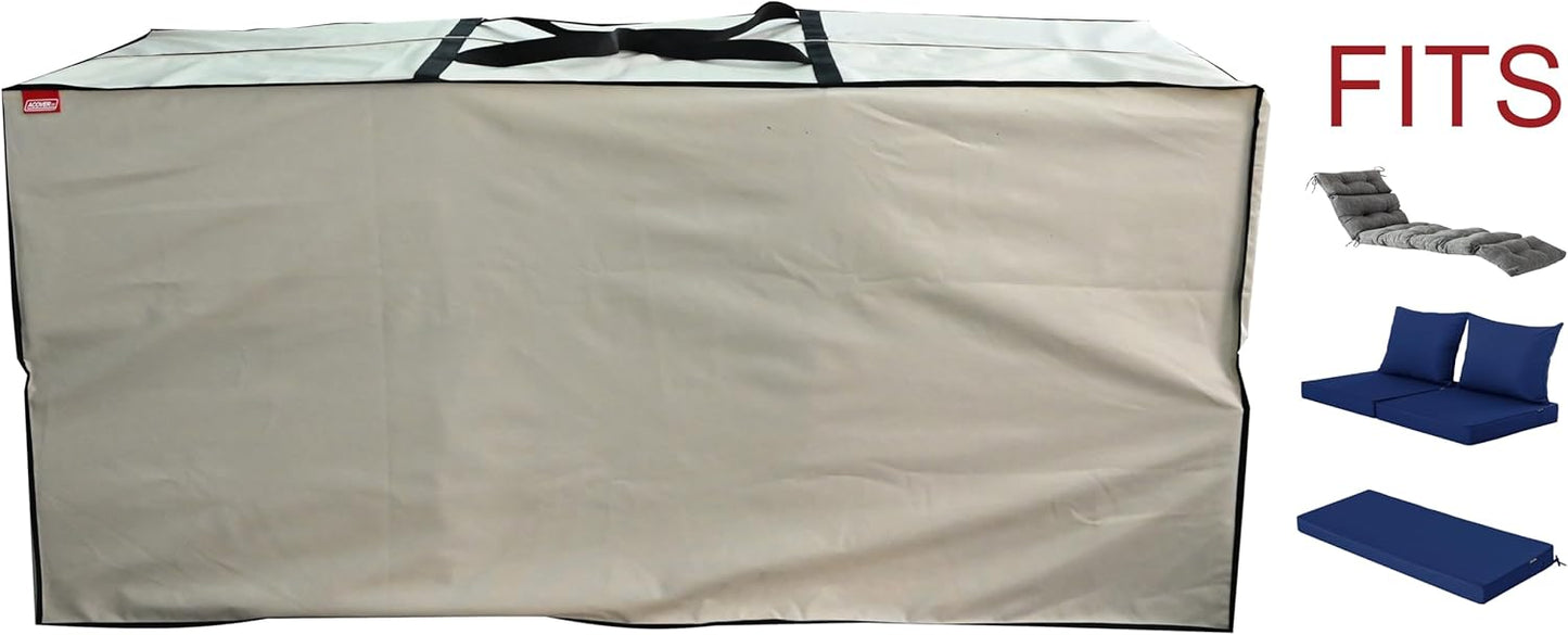 Outdoor Rectangular Cushion/Cover Storage Bag, Protective Zippered Storage Bags with Handles, 60"X20"X28" Beige