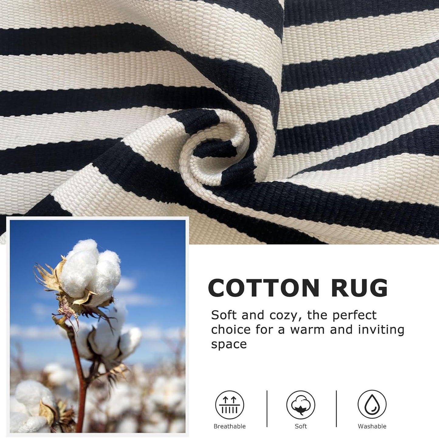 IOHOUZE Black Beige Striped Rug -2'x4.3' Front Door Rugs Outdoor, Small Washable Area Rug for Front Porch, Spring Summer Welcome Mats Outdoor Indoor, Doormat for Entryway Porch Entrance