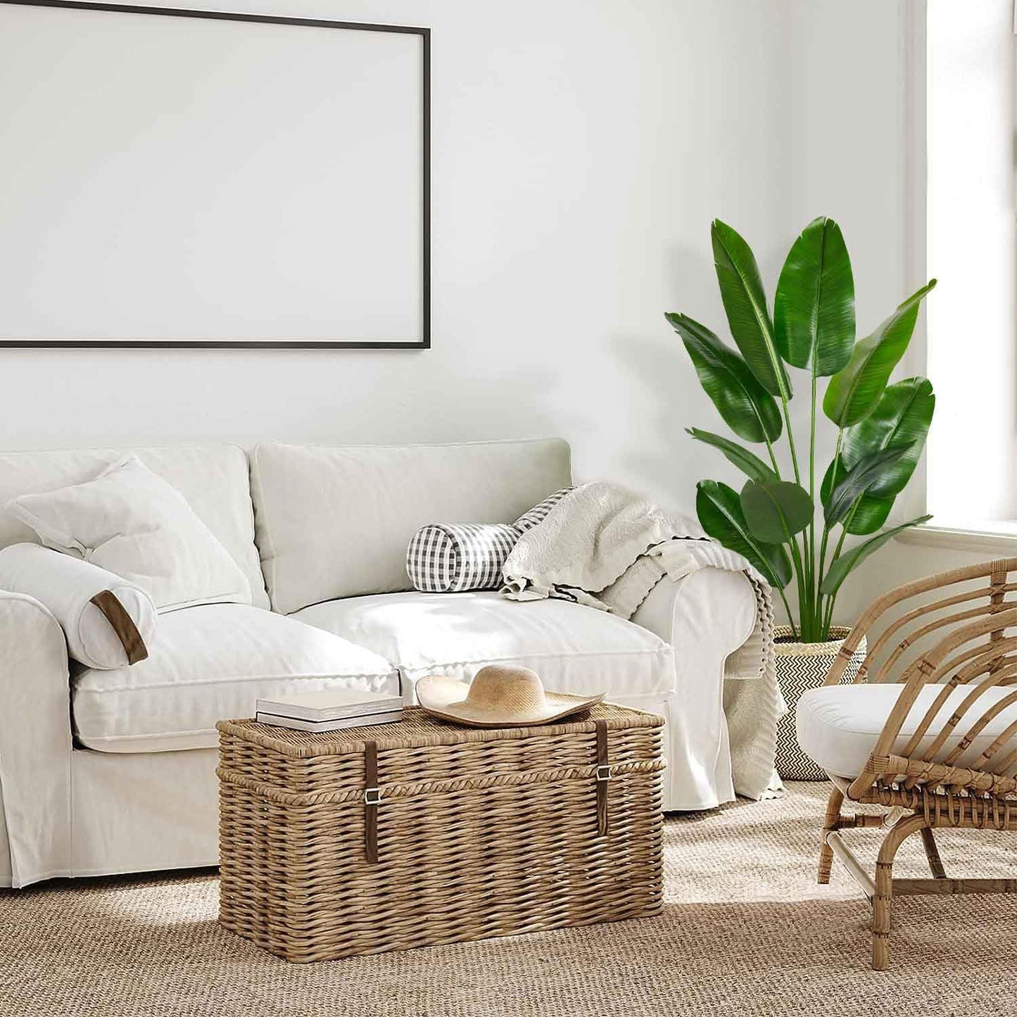 Aveyas 6ft Artificial Bird of Paradise Tree for Home Decor, 6 Feet Faux Floor Plant Fake Silk Banana Leaf Tropical Trees with Pot for Indoor Outdoor House Living Room (6 ft Tall)