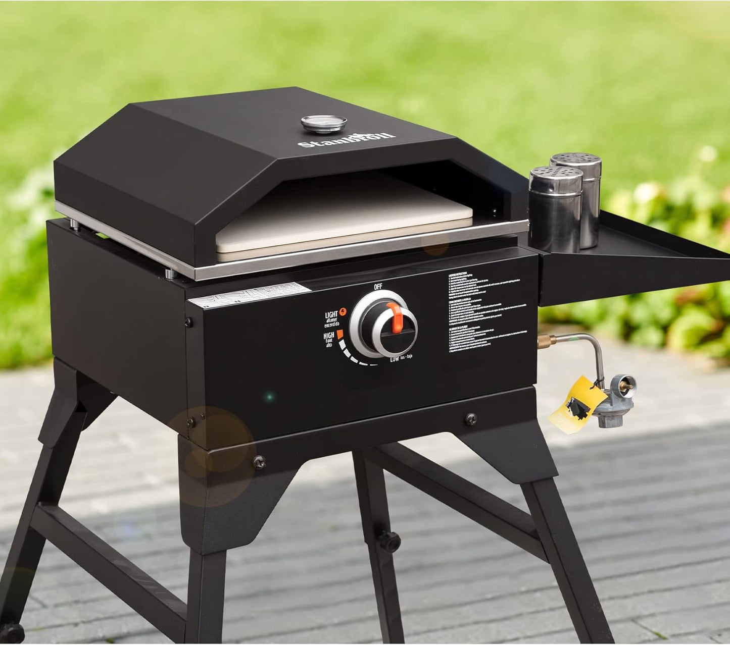 Stanbroil Outdoor Pizza Oven for Blackstone 17" or 22" Tabletop Griddles, Portable Pizza Maker with 13" Pizza Stone and Temperature Gauge, Blackstone Flat Top Gas Grill Accessories
