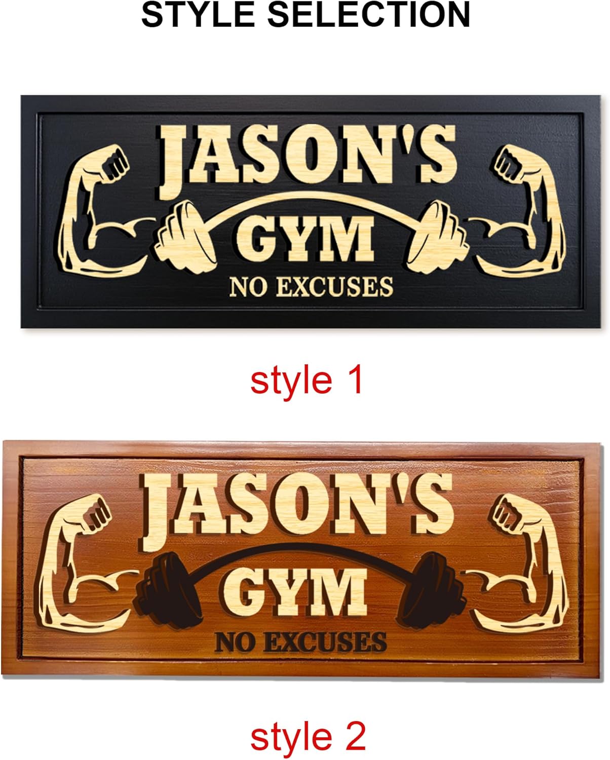 Personalized Wooden Gym Sign Custom Engraved Name Plaque Rustic Wall Decor for Home Gym Fitness Studio with Multiple Sizes and Colors