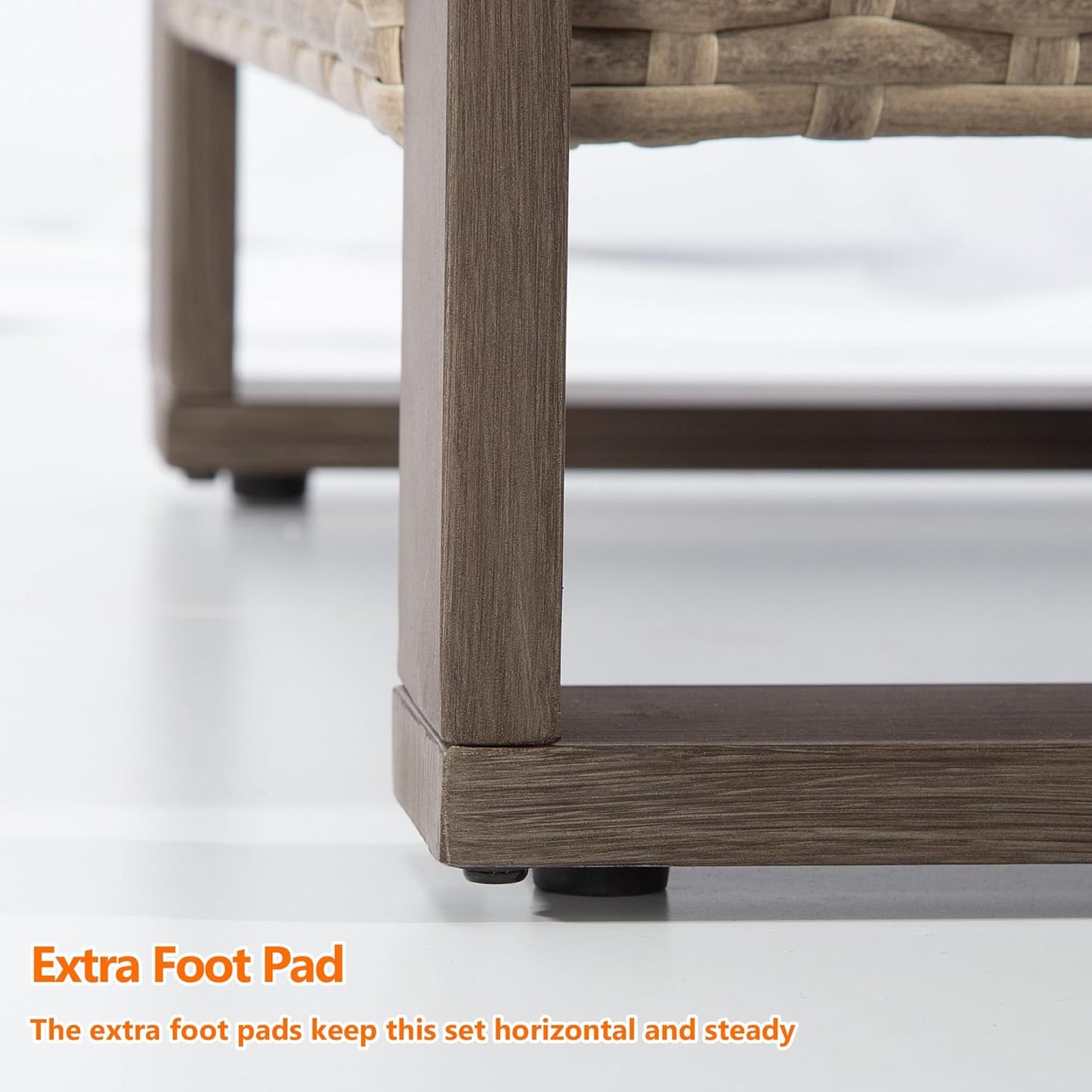 75" Patio Metal Wicker Sofa, All Weather Outdoor Rattan 3-Seat Sofa Couch with Premium Cushions & Rectangular Framed Wood-Looking Metal Armrest for Garden Backyard Porch Deck, Dark Blue