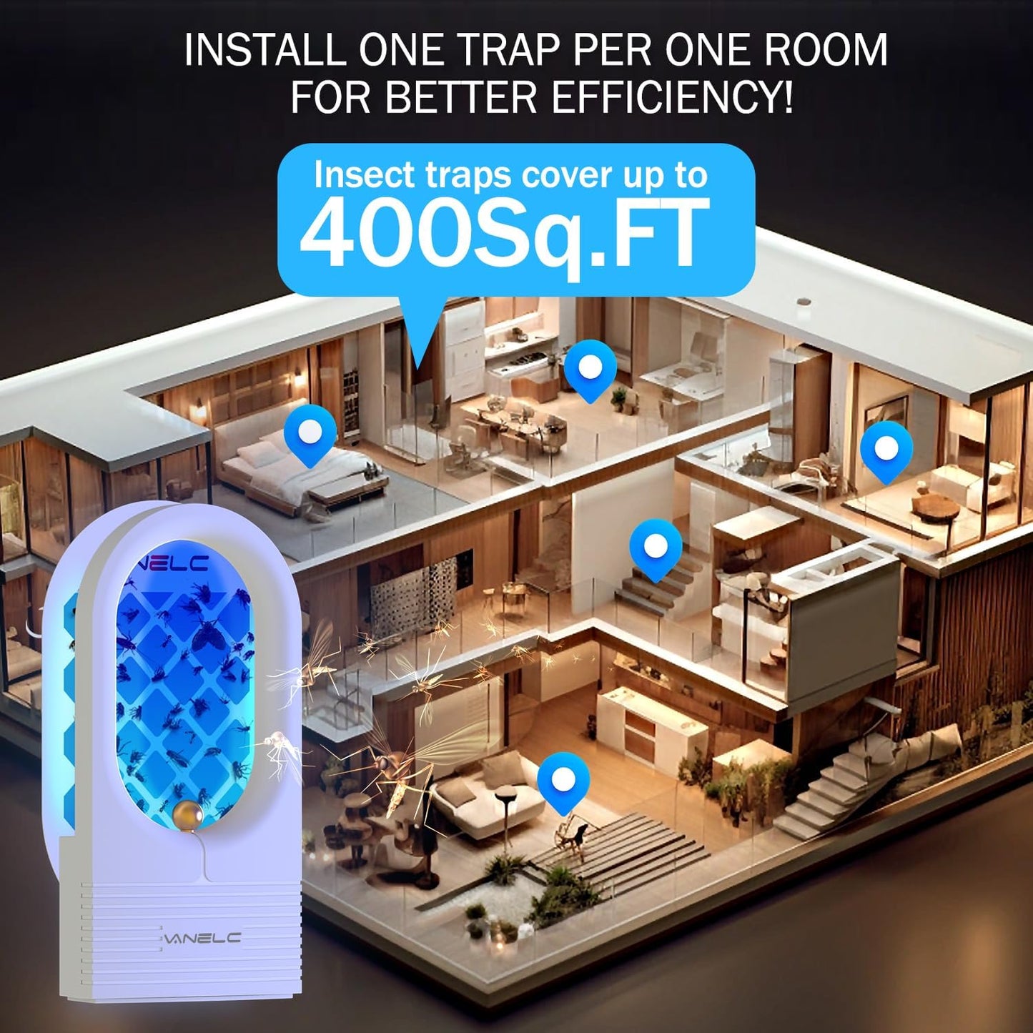 5 Pack Refills for Flying Insect Trap, Plug-in Bug Catcher Refills, Indoor Fly Trap for Moth, Gnat Killer Indoor, Bug Killer (Device Not Included)