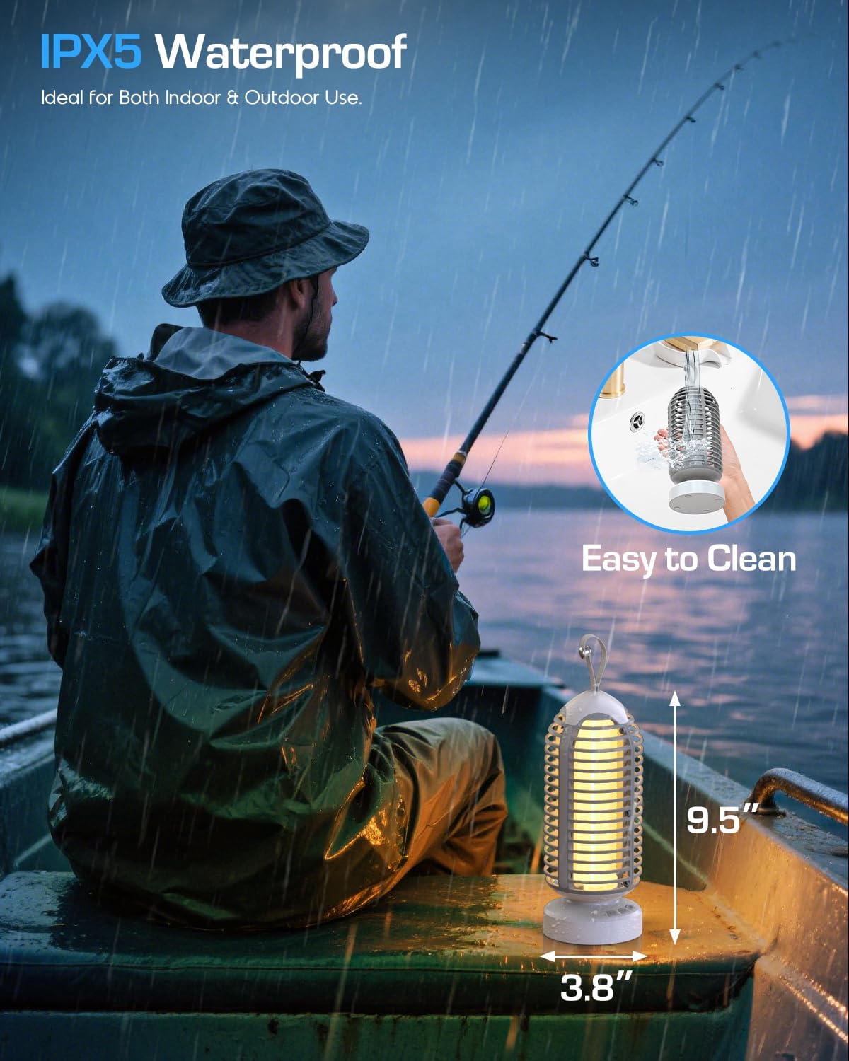 Bug Zapper Outdoor with Marquee Light, Cordless Mosquito Zapper, 4000mAh Rechargeable Electric Bug Zapper Indoor, Auto On/Off Waterproof Mosquito Trap Fly Zapper for Patio Backyard Kitchen Camping