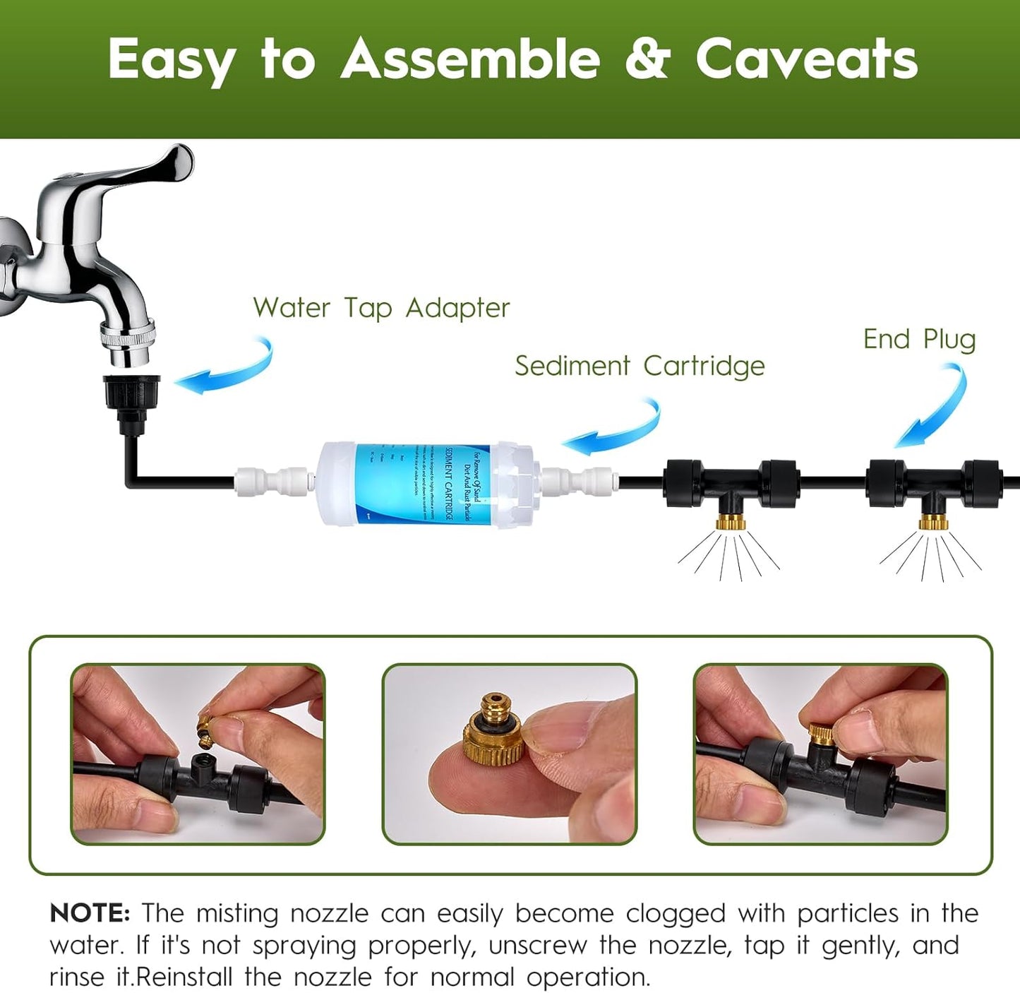 30FT Outdoor Misting Cooling System - Patio Garden Kit with Brass Nozzles & UV Tubing, DIY Install for Pool, BBQ, Greenhouse, Water-Saving High Pressure Cooler