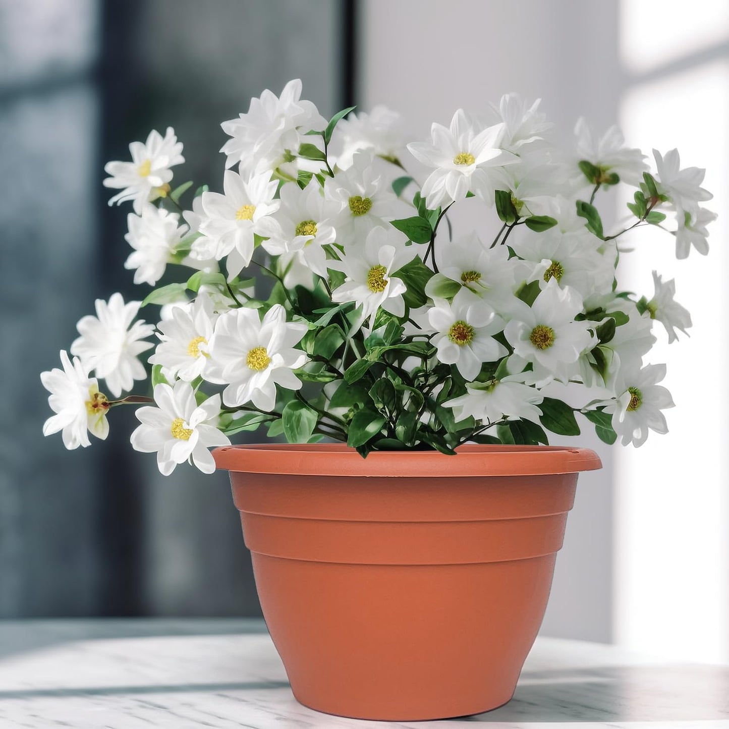 Plant Pots Set of 5, 10" Outside Diameter Flower Pots, 8.5" Inner Diameter Plant Planters with Drainage Hole, Durable Garden Pots Perfect for Indoor & Outdoor Plant Planting, Decor(Pottery Red)