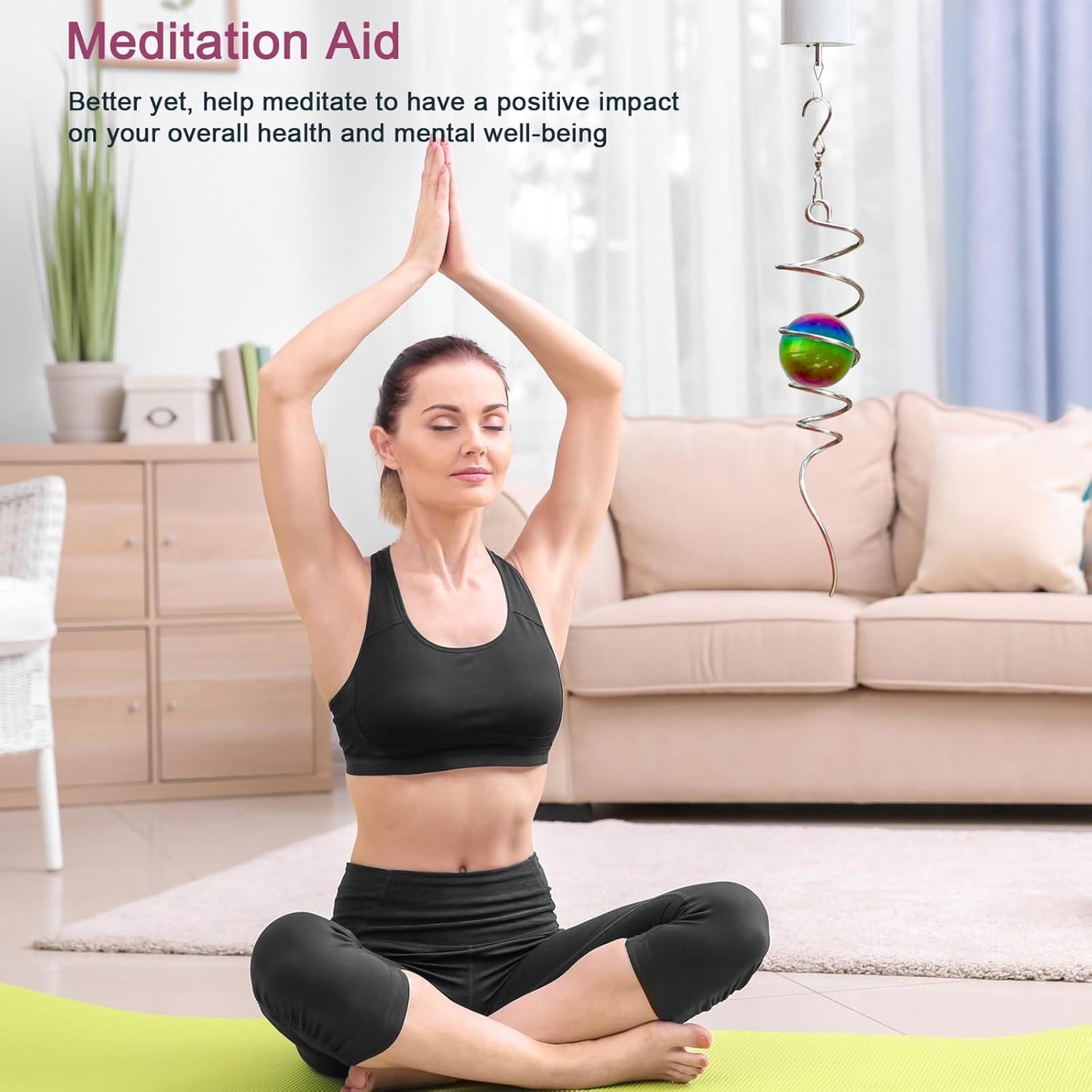 Gazing Ball Spiral Tail with Multi Color Stainless Steel Orb, Wind Spinners Stabilizer, Spiral Tail Wind Spinner, Outdoor Hanging Decoration for Garden Yard Patio Christmas Decor 13inch