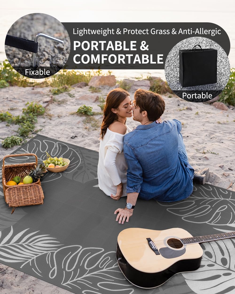 COCOER Tropical Outdoor Rug 6x9 Reversible-Waterproof Patio Rug-Quick Dry Outdoor Carpet-Outdoor Area Rugs Indoor Outdoor Rugs-Outside Rug Patio Decor for Porch Deck Balcony Backyard