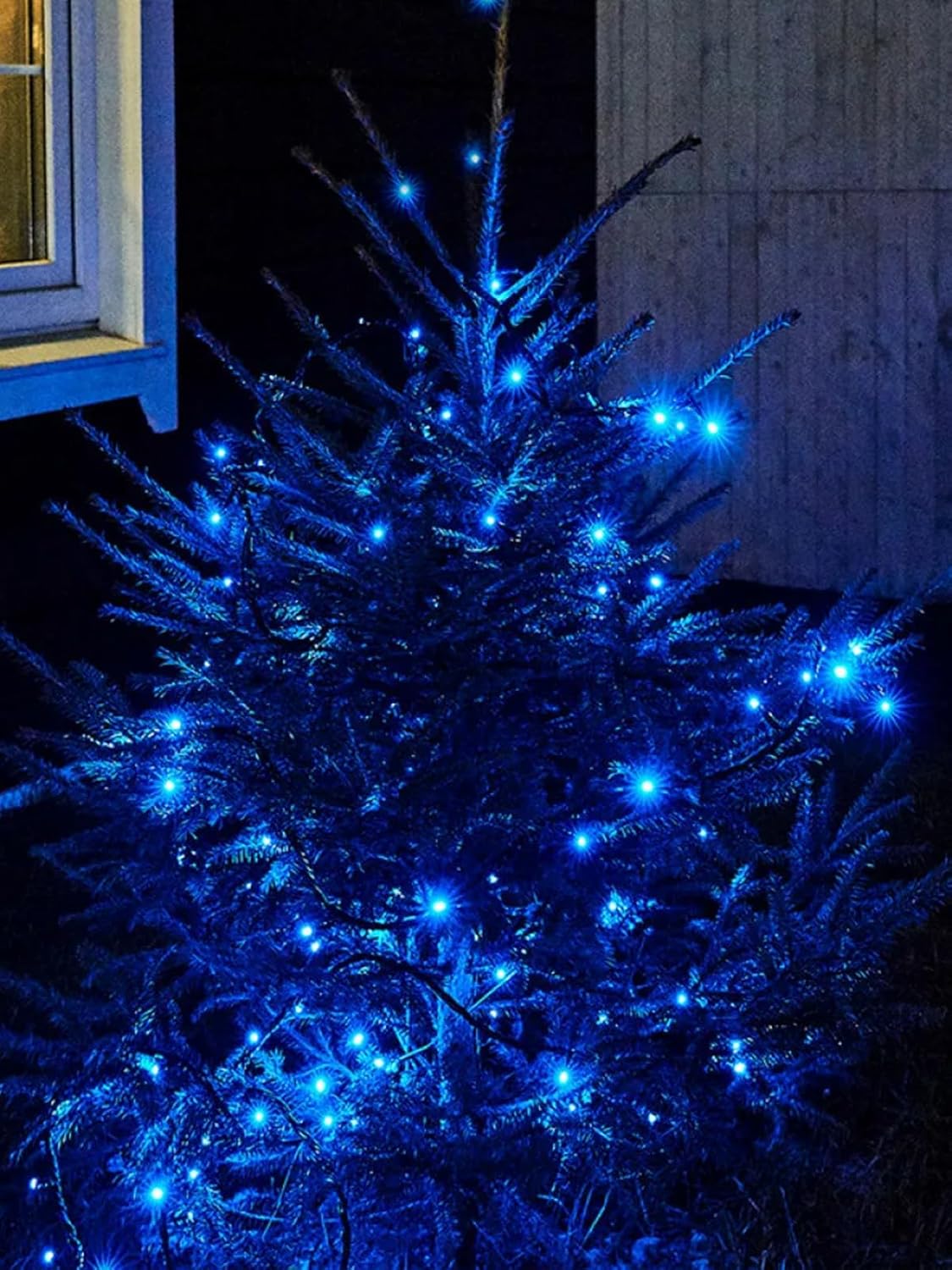 Solar Christmas Lights Outdoor Decorations Waterproof, Tatal 4 Pack 400LED 132FT Blue Solar String Lights Green Wire with 8 Modes, Christmas Fairy Light for Xmas Tree Party Wedding Yard Garden Decor
