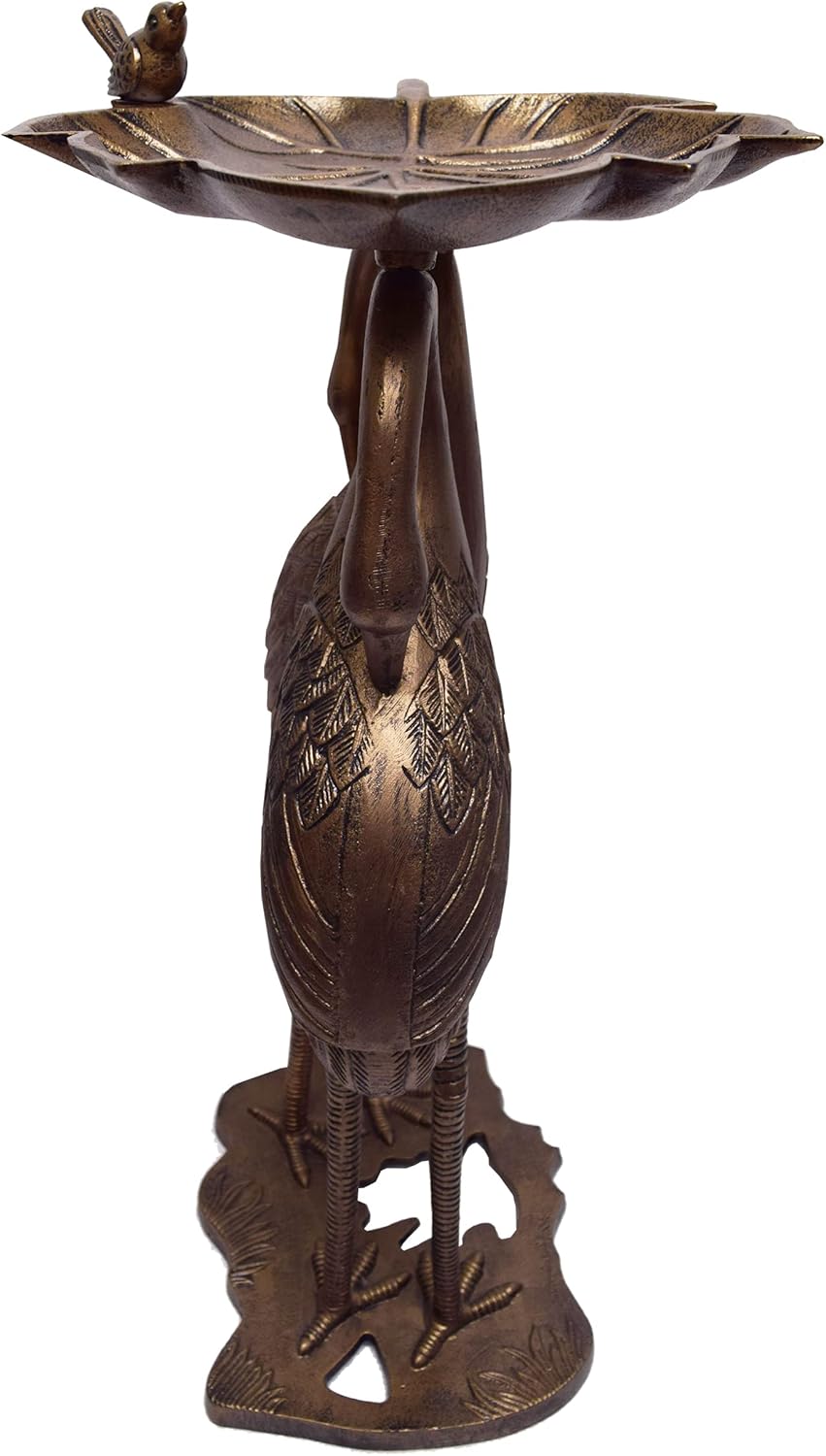 Oakland Living 2-Crane Lily Bird Bath, Antique Bronze, 16.75W x 16D x 29.5H inches