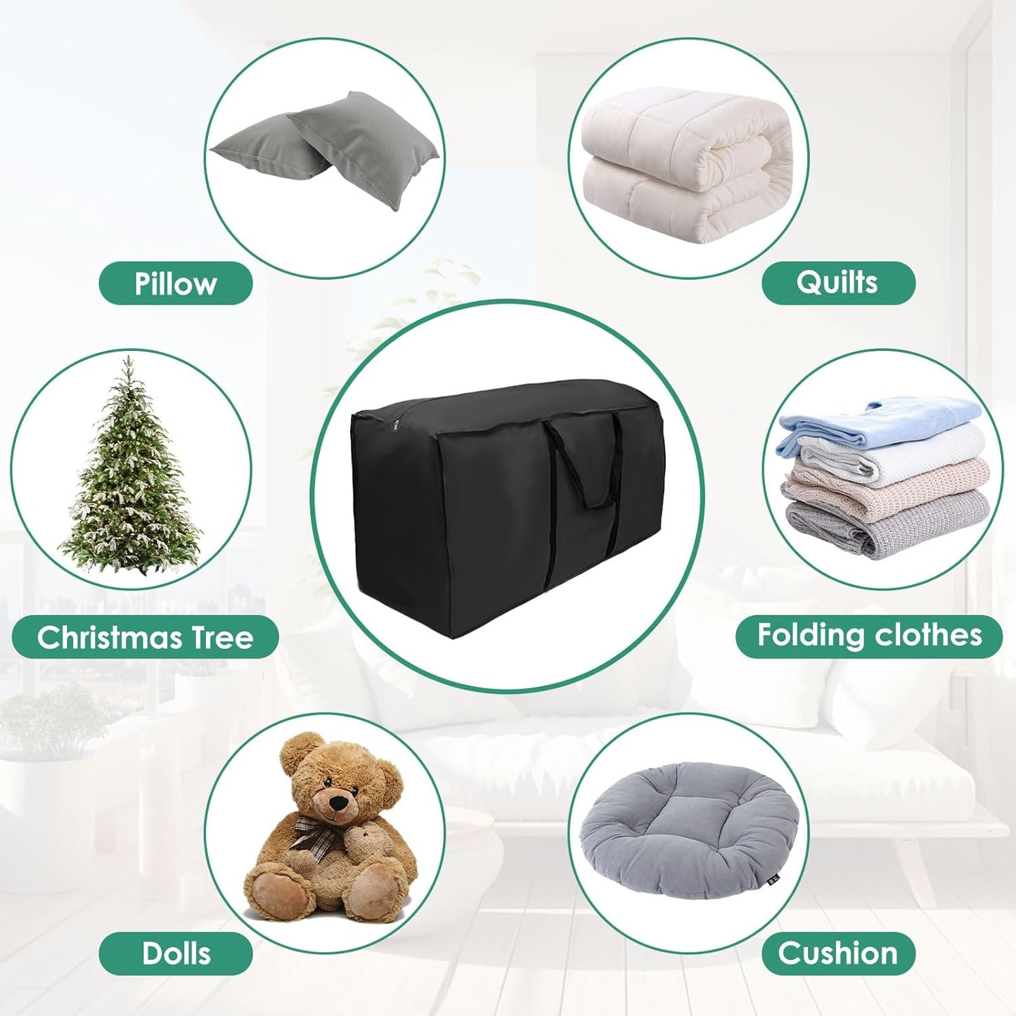 Patio Cushion Storage Bag Outdoor Cushion Storage with Zipper and Handles Size 68" L x 30" W x 20" H Heavy Duty for Cushion,Bedding, Blanket, Comforters, Pillow Storage (1Pack)