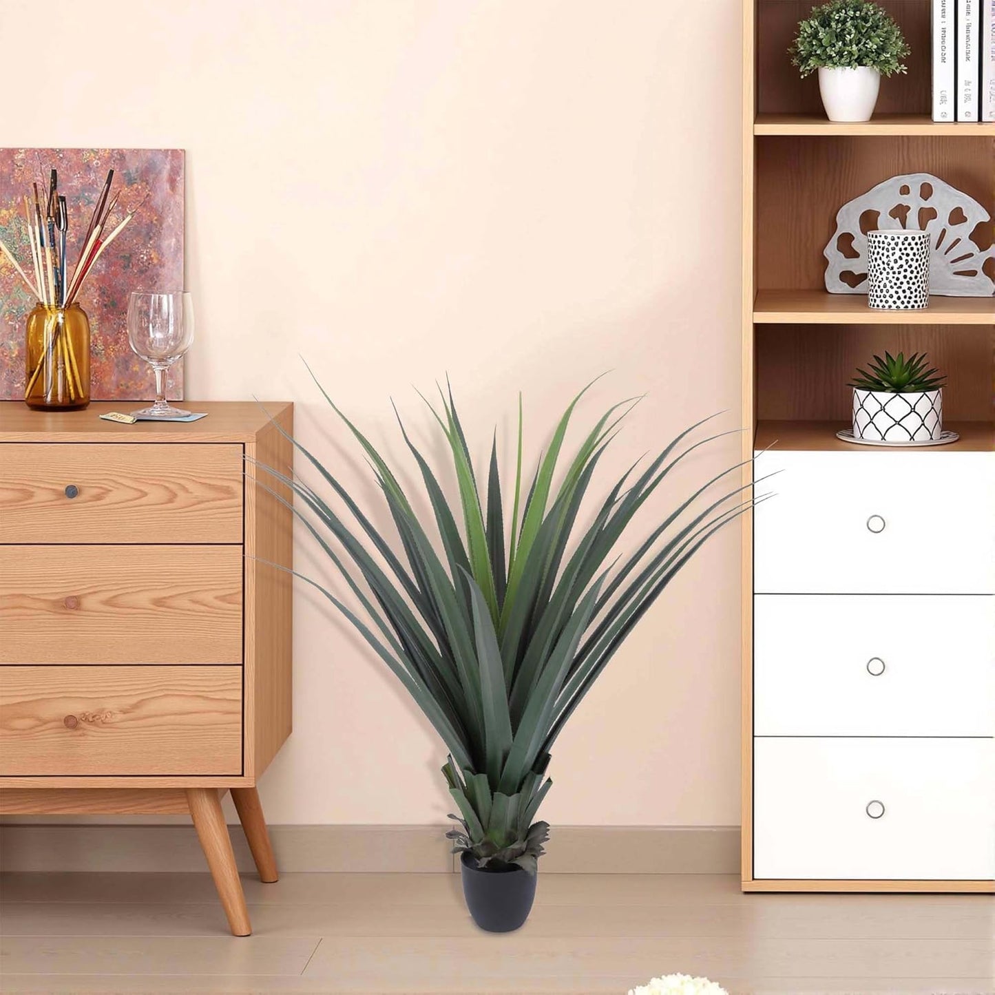 Artificial Spiked Agave Plant 40inch Faux Agave Plants for Front Porch Patio Indoor Outdoor Home Office Decor (2PACK)