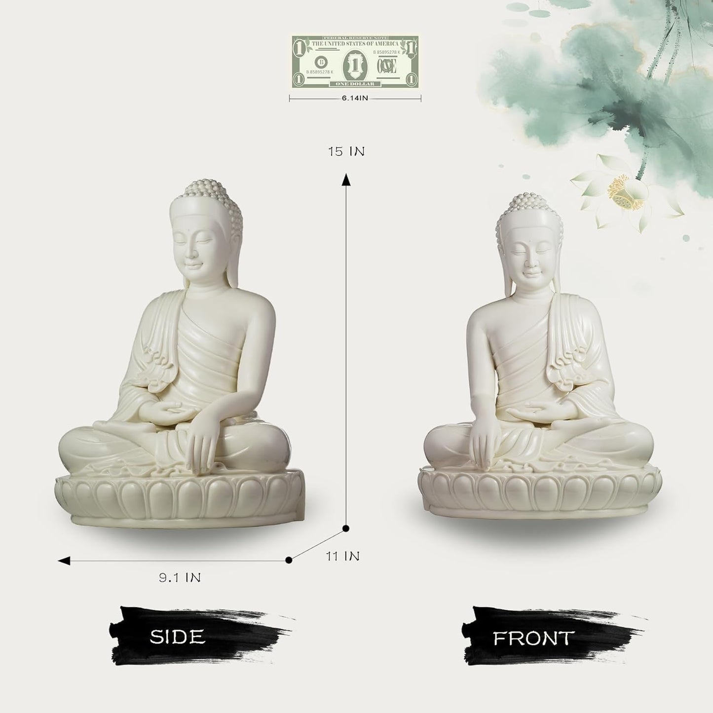 FENGSHUI-CAISHEN Top Ceramic Big Buddha Statue for Home, Meditation Sitting Buddha Figurine, Handmade Buddah, Buda, Budda, Buddha Statue Indoor/Outdoor, Buddha Decor & Gifts, Buddhas