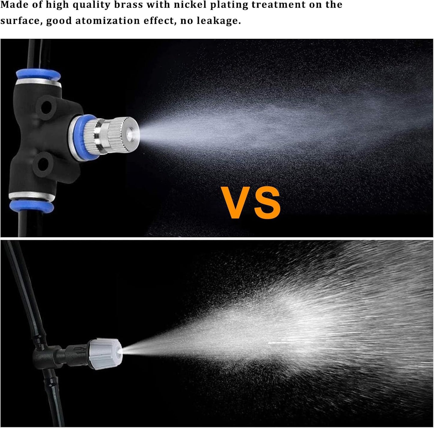 20pcs Brass Mister Nozzles, 6mm Misting Nozzles for Outdoor Cooling System, Landscaping, Air Humidification, Greenhouse Irrigation (with Filter, 0.02"/0.5mm Orifice)