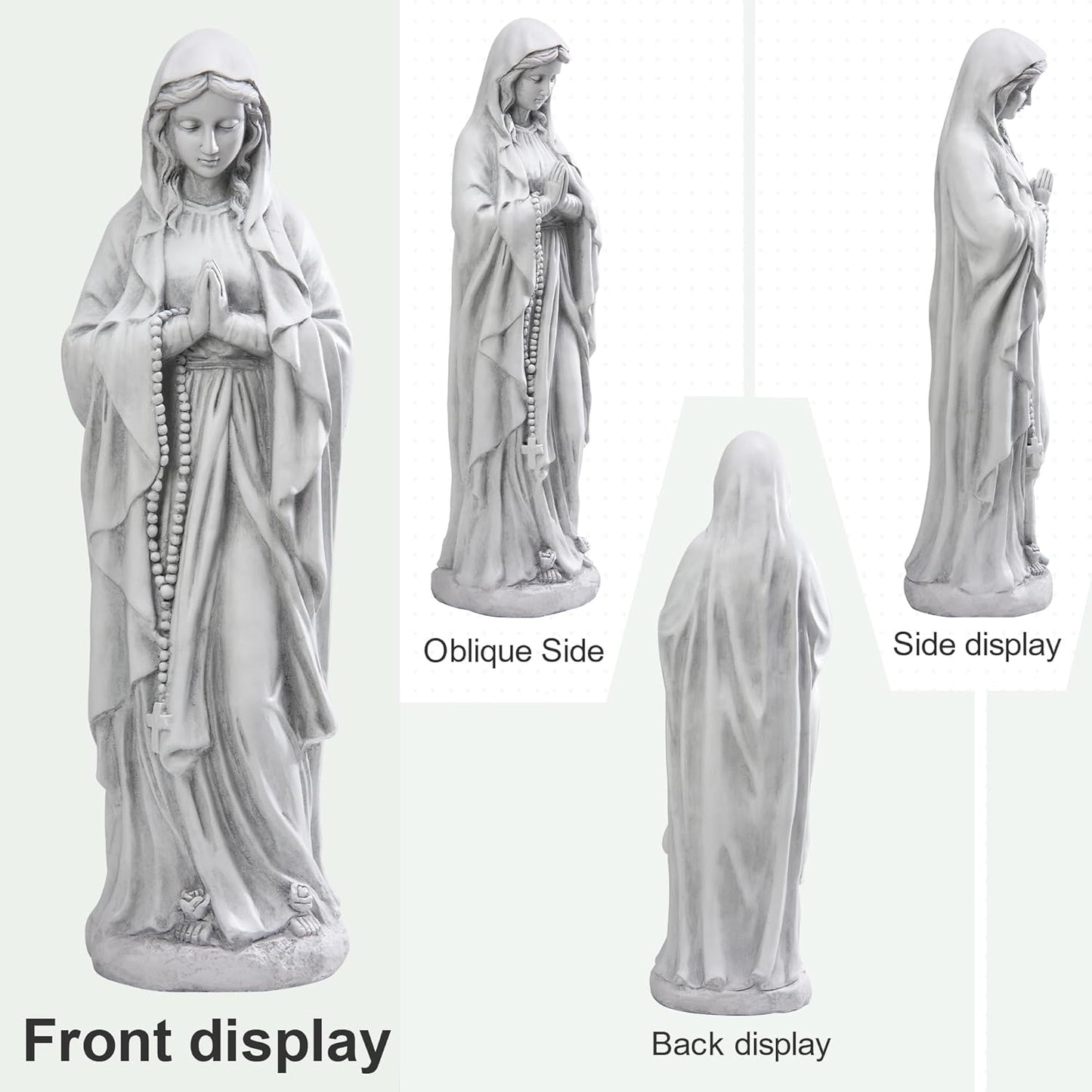 TOETOL Virgin Mary Praying Statue 29.9 Inch Tall Outdoor Garden Religious Decorations Statue Clearance for Home Yard Patio Lawn Hallway Decor Sculpture Magnesium Oxide Stone