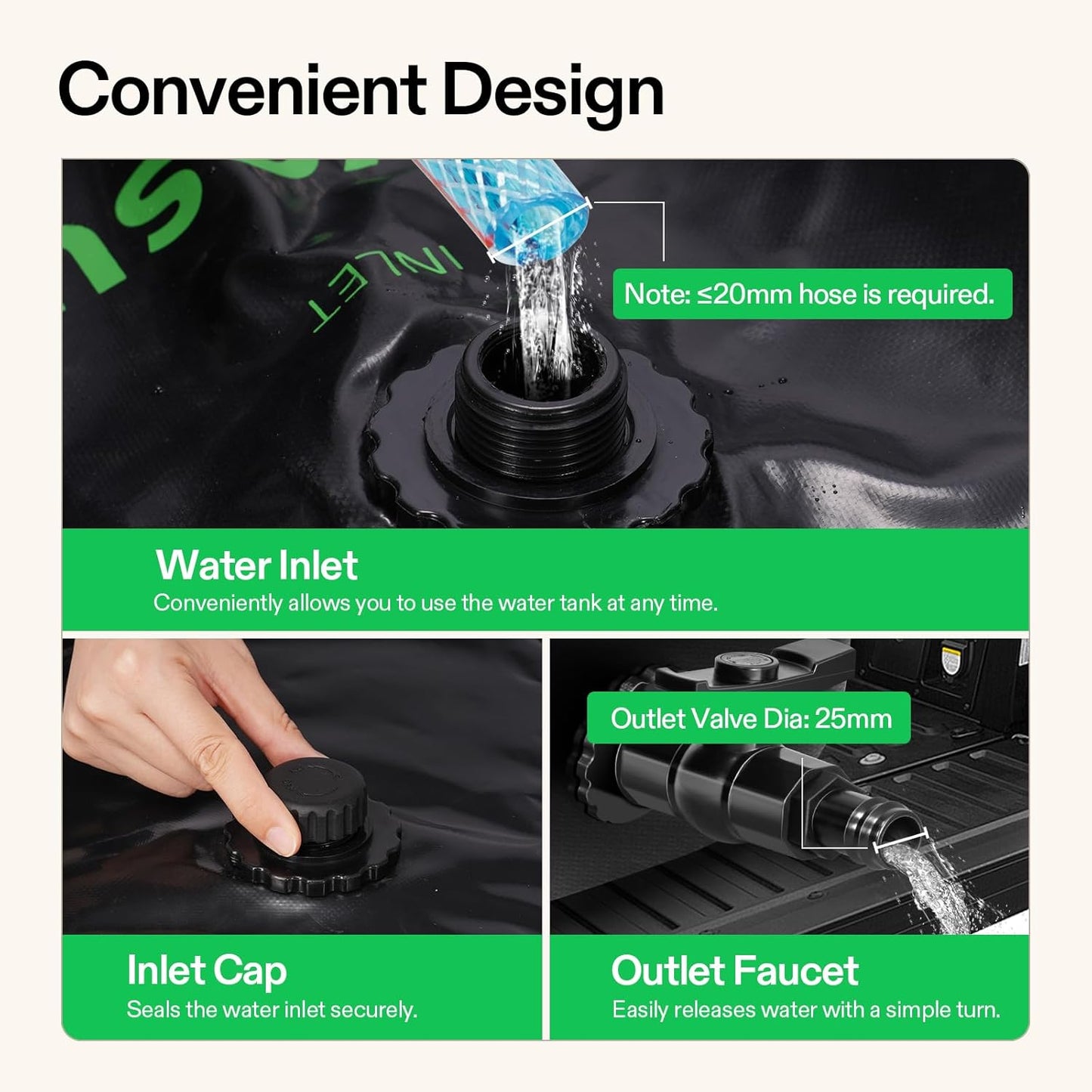 VIVOSUN 400 L/106 Gal Water Bladder, Foldable and Portable Water Storage Bag for RV, Camping, Garden Watering, Agricultural Irrigation, Drought Resistance, Firefighting