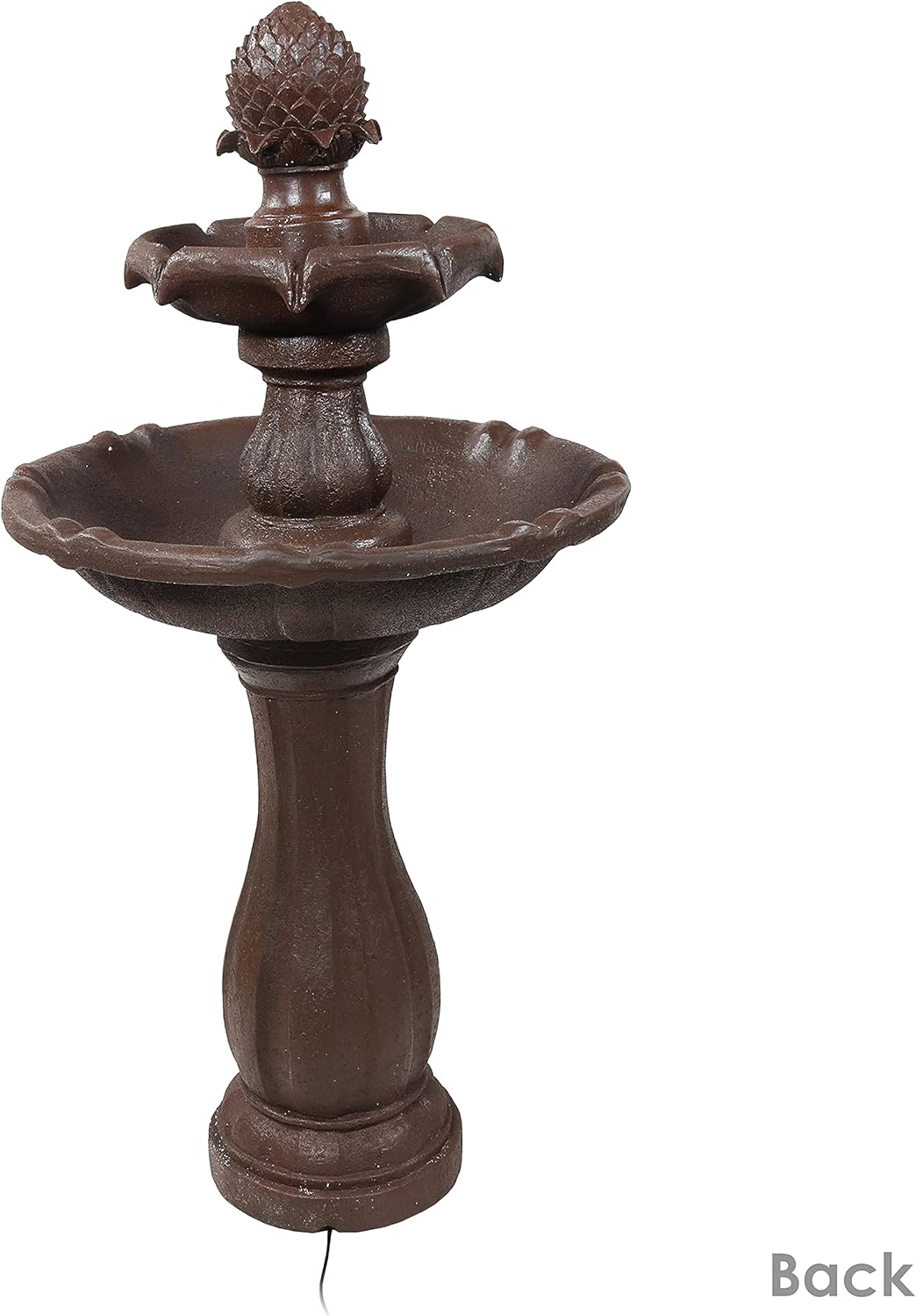 Sunnydaze Pineapple 46-Inch 2-Tier Outdoor Solar Fountain - Decorative Water Fountain with Pump for Garden, Patio, Yard or Balcony - Rust Finish