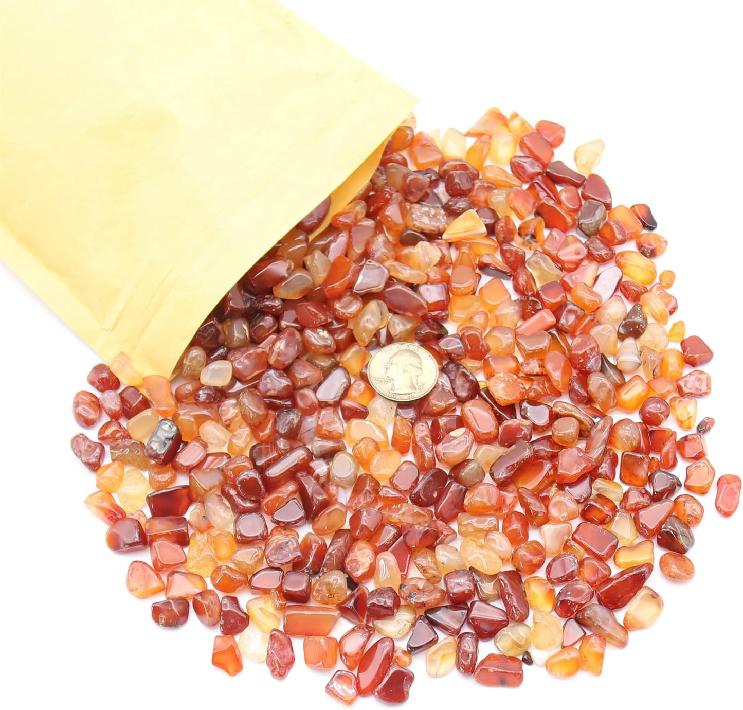 Agate Stone. Polished Natural Red Agate Pebbles. 3/8 Inch - 2 lbs. Red Color. for Succulents, Pots, Plants, Crafting, Vase Fillers (XSM (0.375 Inch), Agate - RED Polished, 2)