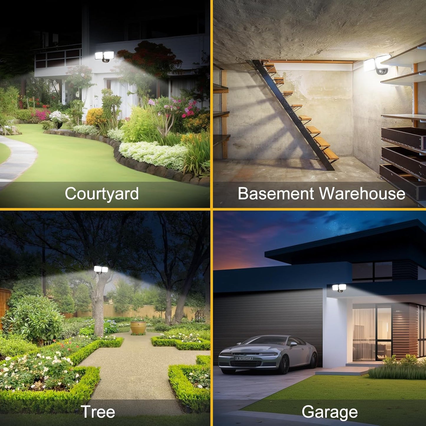 Rechargeable Battery Operated Motion Light 2500LM & 4000LM Motion Sensor Security Light(1-3 Months Endurance) USB Charging LED Flood Light Outdoor (Brown) 1 Pack