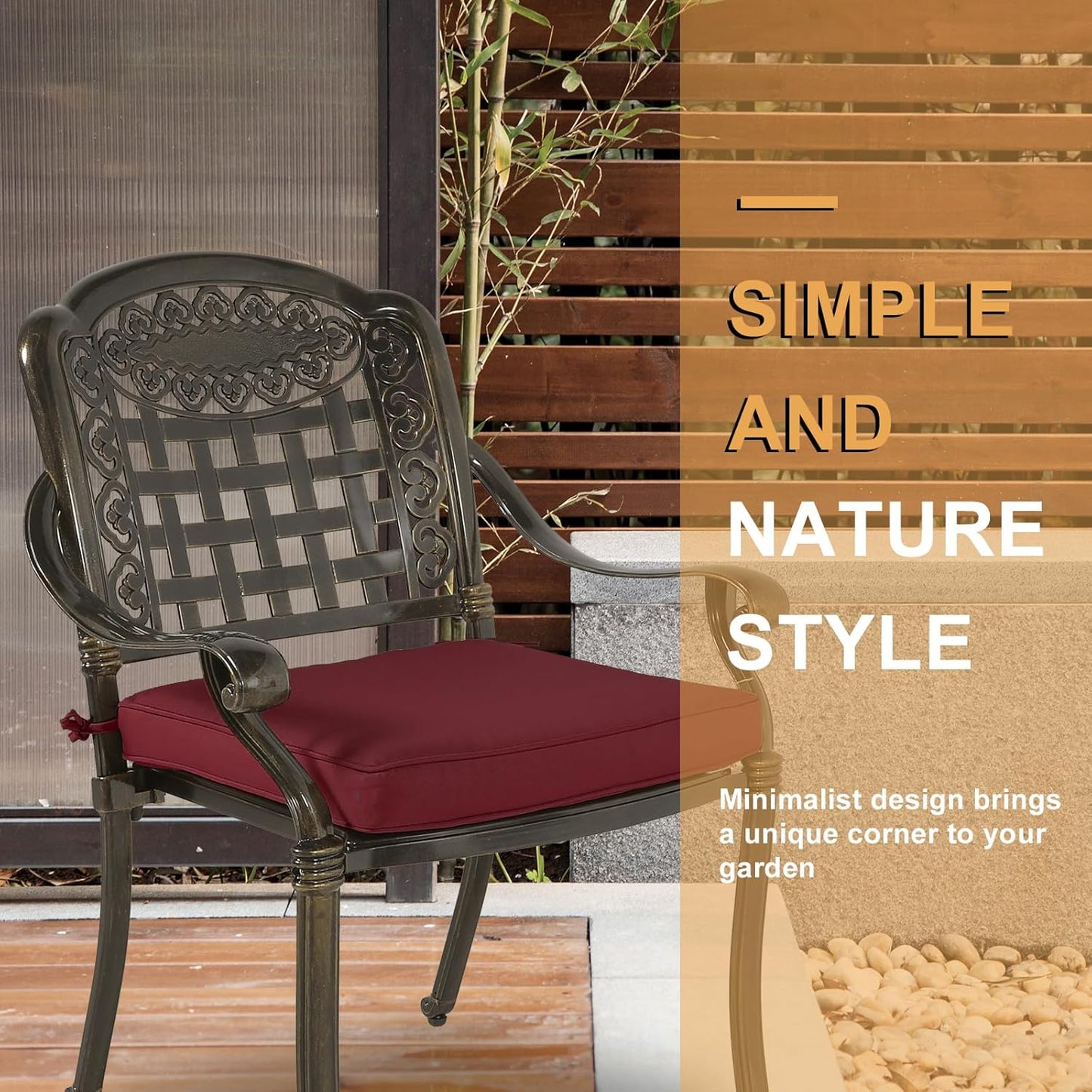 3-Piece Outdoor Patio Dining Set, All-Weather Cast Aluminum Patio Furniture Set for Backyard Garden Deck with 2 Cushioned Chairs and 31” Round Table, 2" Umbrella Hole, Chili Red