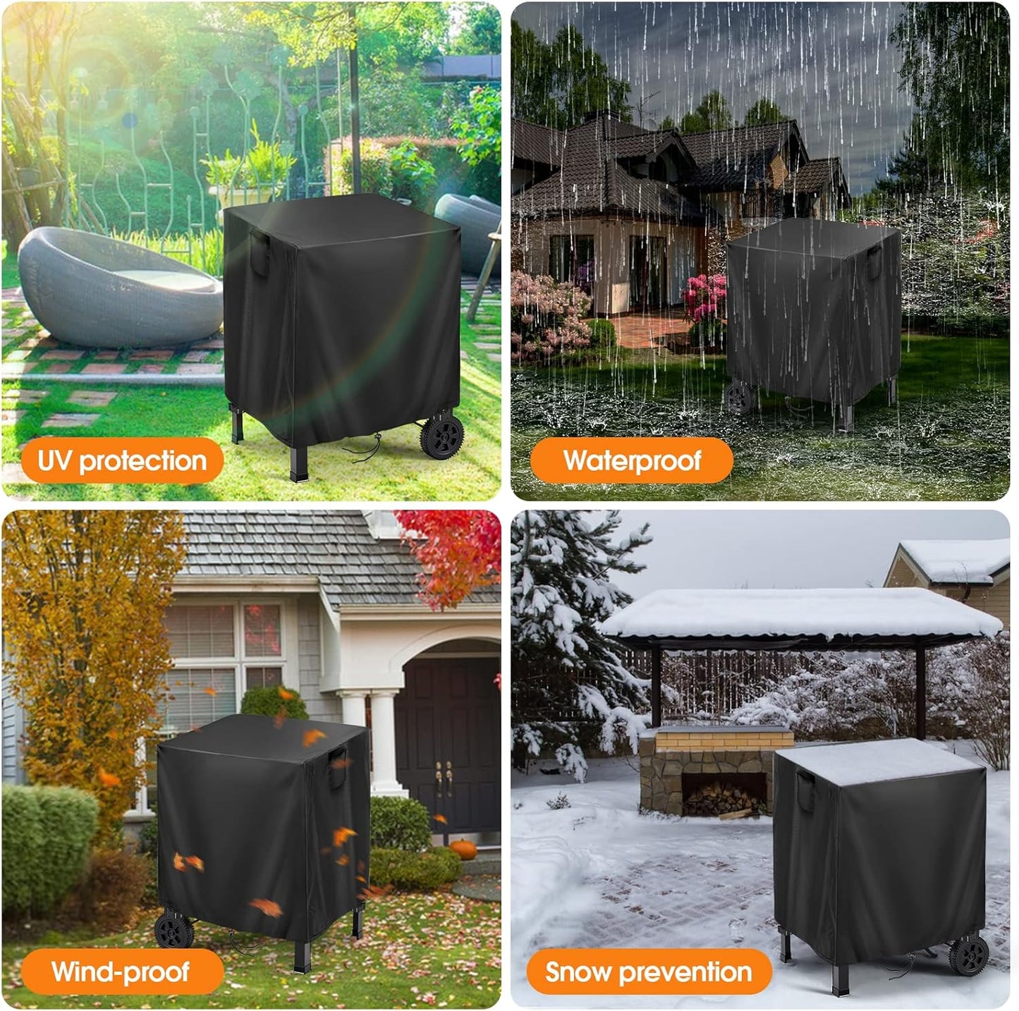 Outdoor Prep Table Cover for Inkmin Double-Shelf Movable Dining Cart Table, Patio Bar Cart Cover, Waterproof Outdoor Grill Cart Covers Pizza Oven Covers - 27 x 22 x 30 Inch