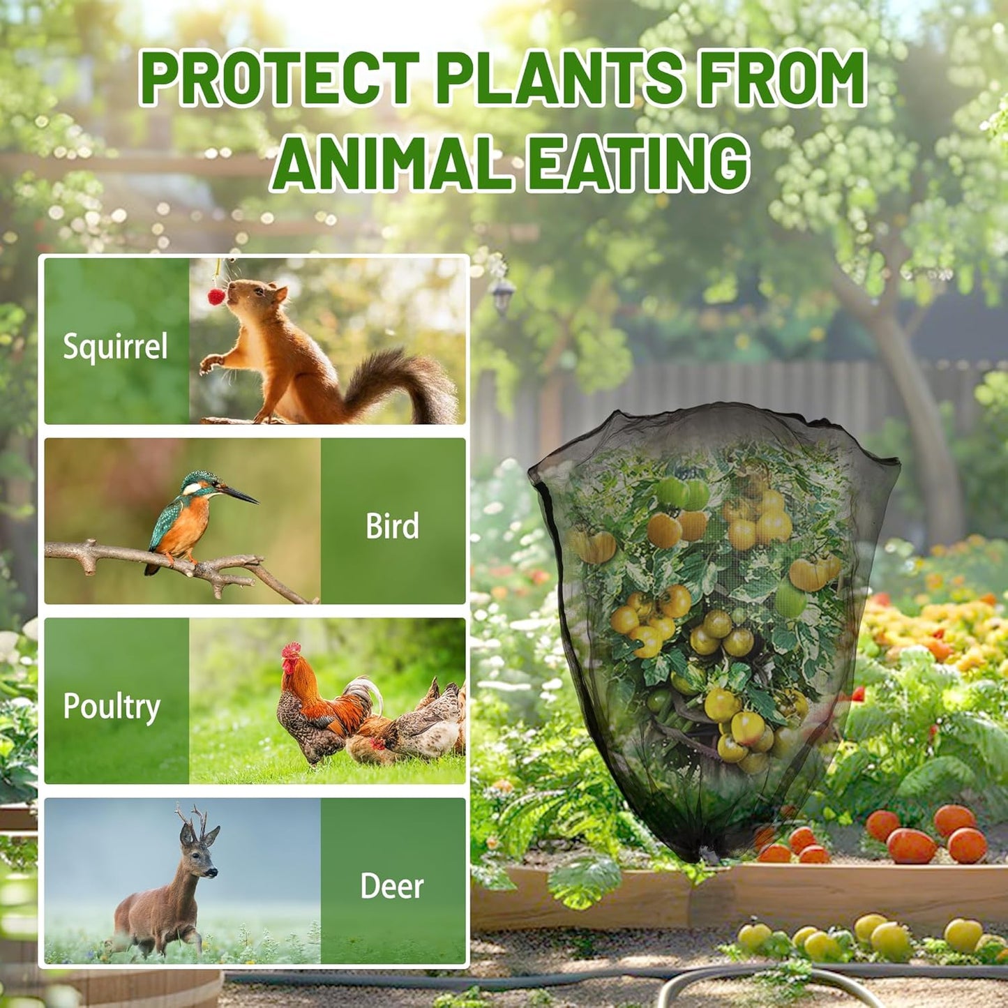 2 Pack Fruit Tree Netting Bags with Zipper and Drawstring, 4 x 5ft Ultra Fine Mesh Garden Netting Plant Cover, Bird Netting for Blueberry Bushes, Fruit Trees, Flowers (Black, 4 x 5 ft)