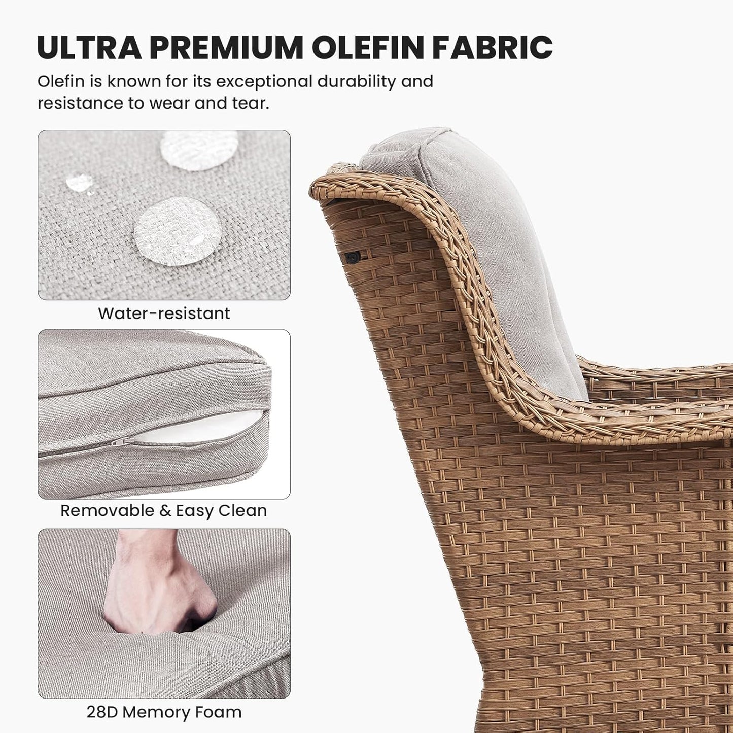 Outdoor Loveseat Patio Couch - 500 Lbs Weight Capacity Wicker Loveseat with High Backrest Wide Armrest, Small Patio Furniture Rattan 2 Seater Sofa for Balcony Deck Proch Poolside Yellow