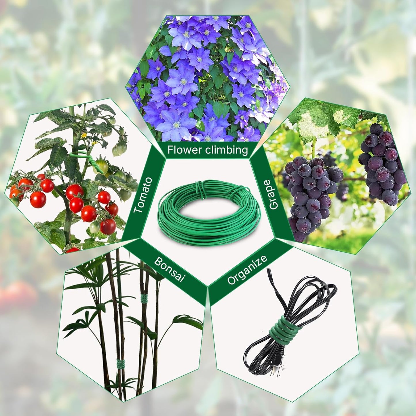 100 Feet Green Soft Plant Tie - 2.5mm Flexible Twist Garden Wire for Climbing Plants, Tomatoes, Bonsai & Office/Home Organizing