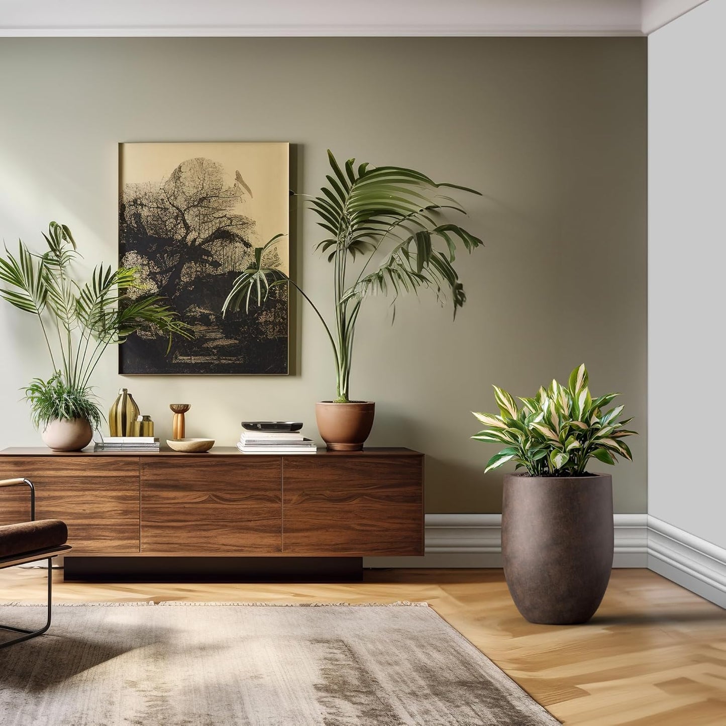 Kante 21.7" H Rusty Tall Planter, Large Outdoor Indoor Decorative Pot with Drainage Hole and Rubber Plug, Modern Round Style for Home and Garden