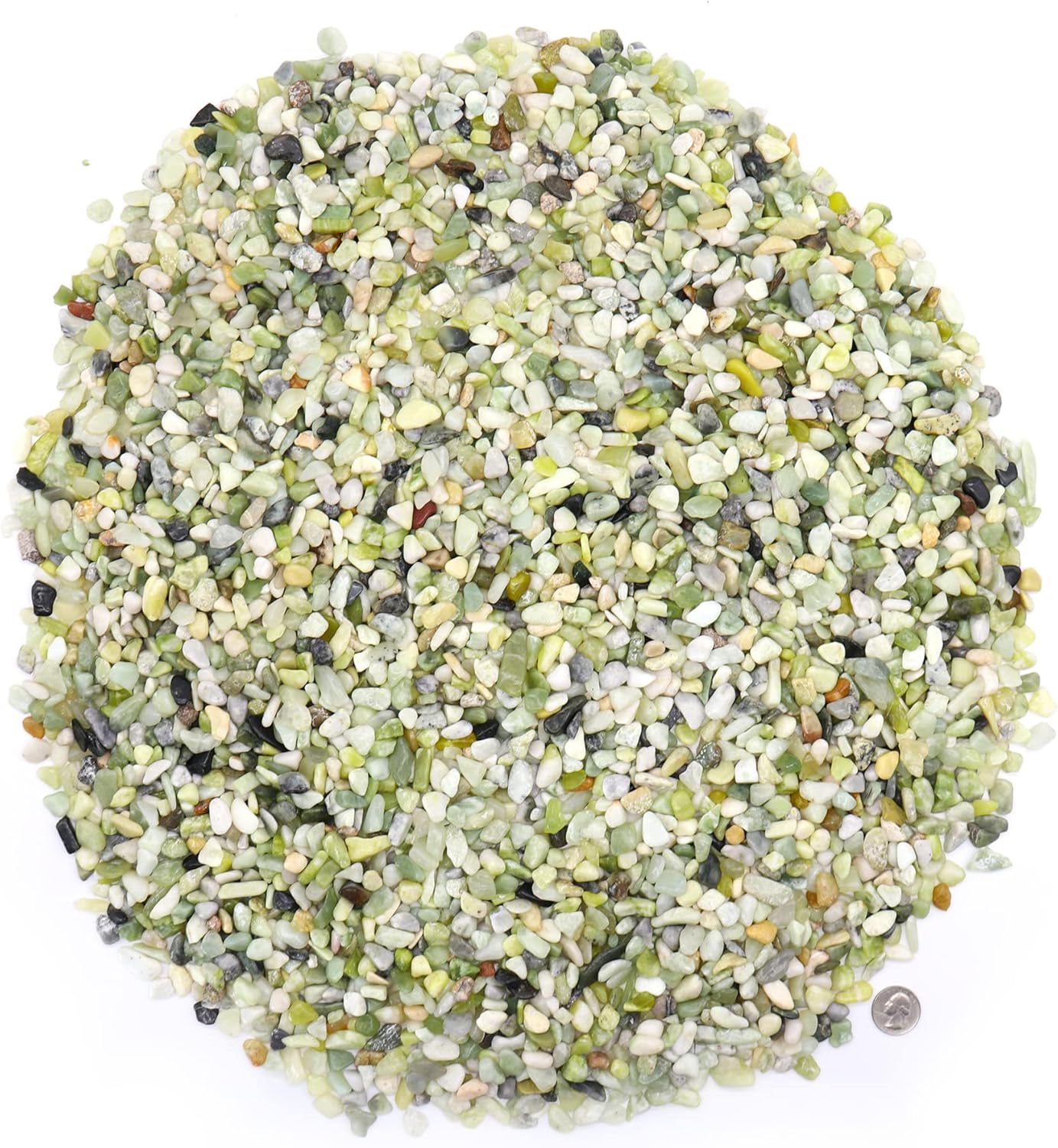 Rocks for Plants. Green Jade Decorative Polished Pebbles. 3/8 Inch – 10 lbs for Plants, Garden, Landscaping, Crafting, Succulents, pots (XSM (0.375 Inch), Green Jade - Polished, 10)