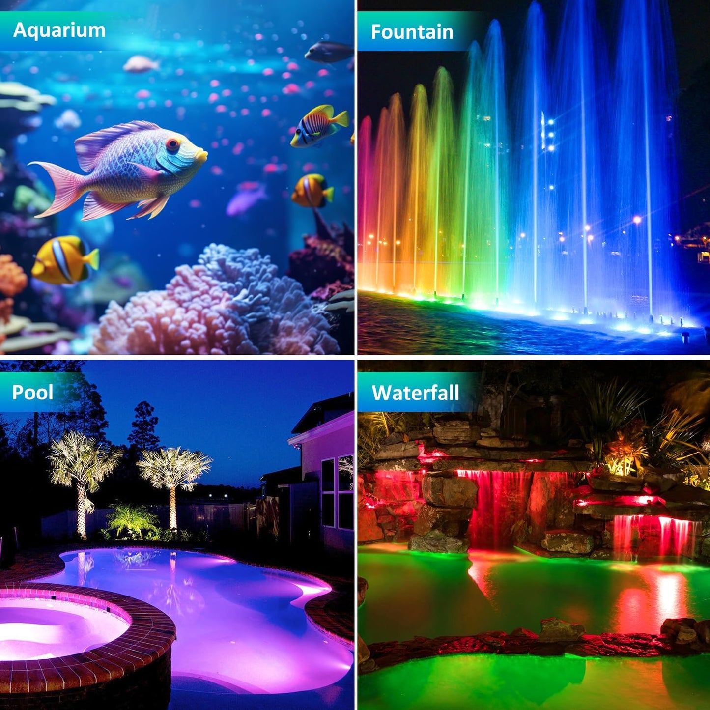 T-SUN Colored Pond Lights with Timer,LED Underwater Pond Light Submersible Fountain Lights for Fish Tank Landscape Spotlight-Bluetooth APP & Remote Control,IP68 Waterproof,Aquarium,Yard (1 Heads)