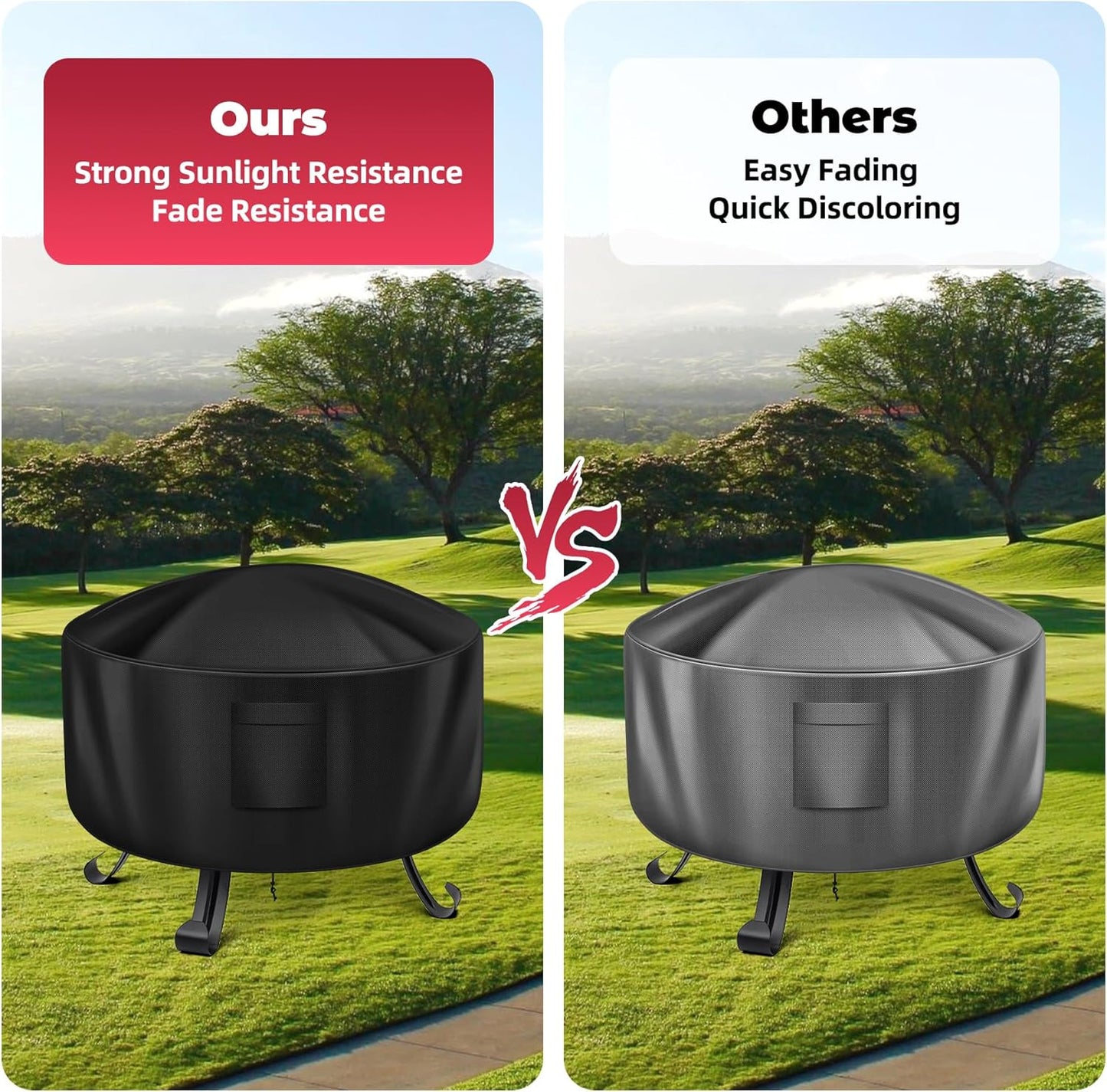 WLEAFJ Fire Pit Cover Round for Fire Pit 38 Inch, Heavy Duty Oxford Fabric Firepit Cover Round, Full Coverage Patio Outdoor Fireplace Cover, Waterproof Fire Bowl Cover