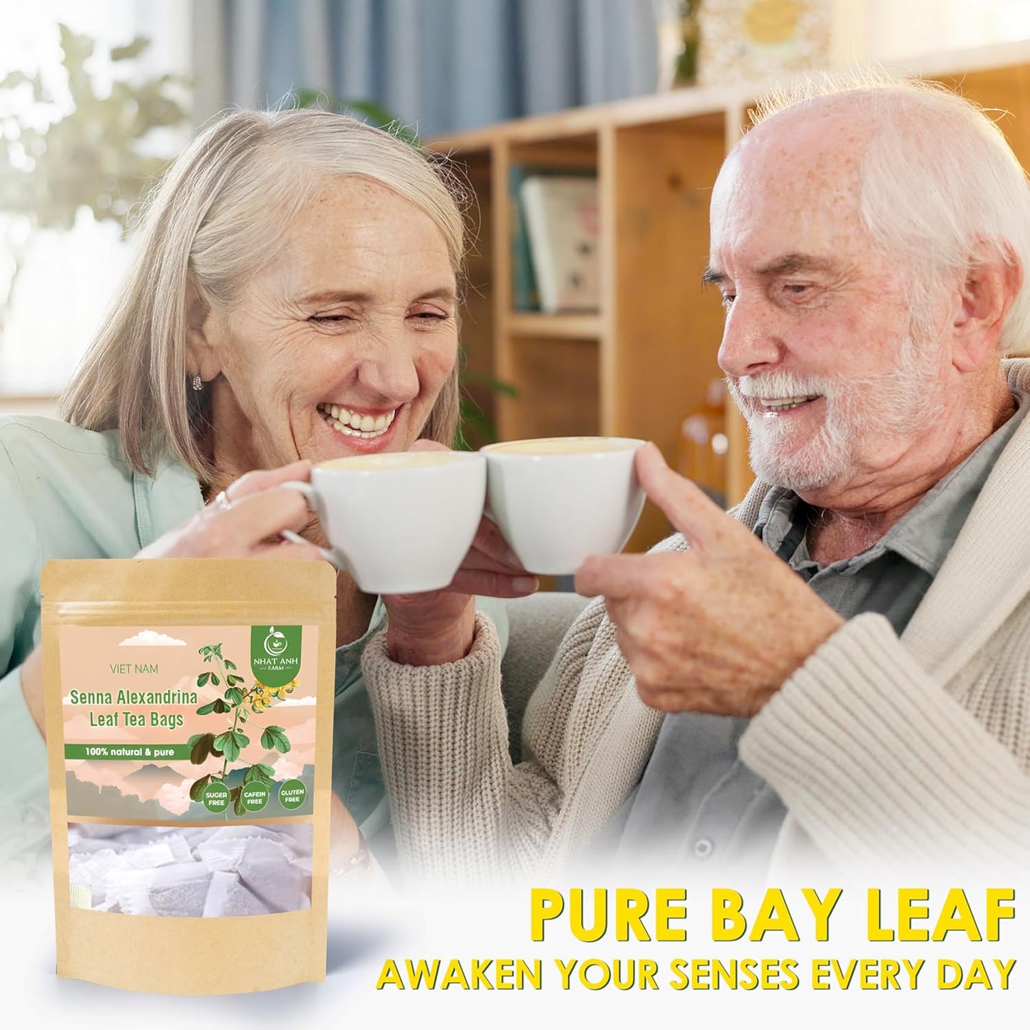 NHAT ANH FARM - Premium Senna Leaf Tea Bags, 40 Senna Leaf Tea Bags, 100% Natural Dried Senna Leaf, Naturally Sweet Herbal Tea, Sugar-Free, Caffeine-Free, No Additives.