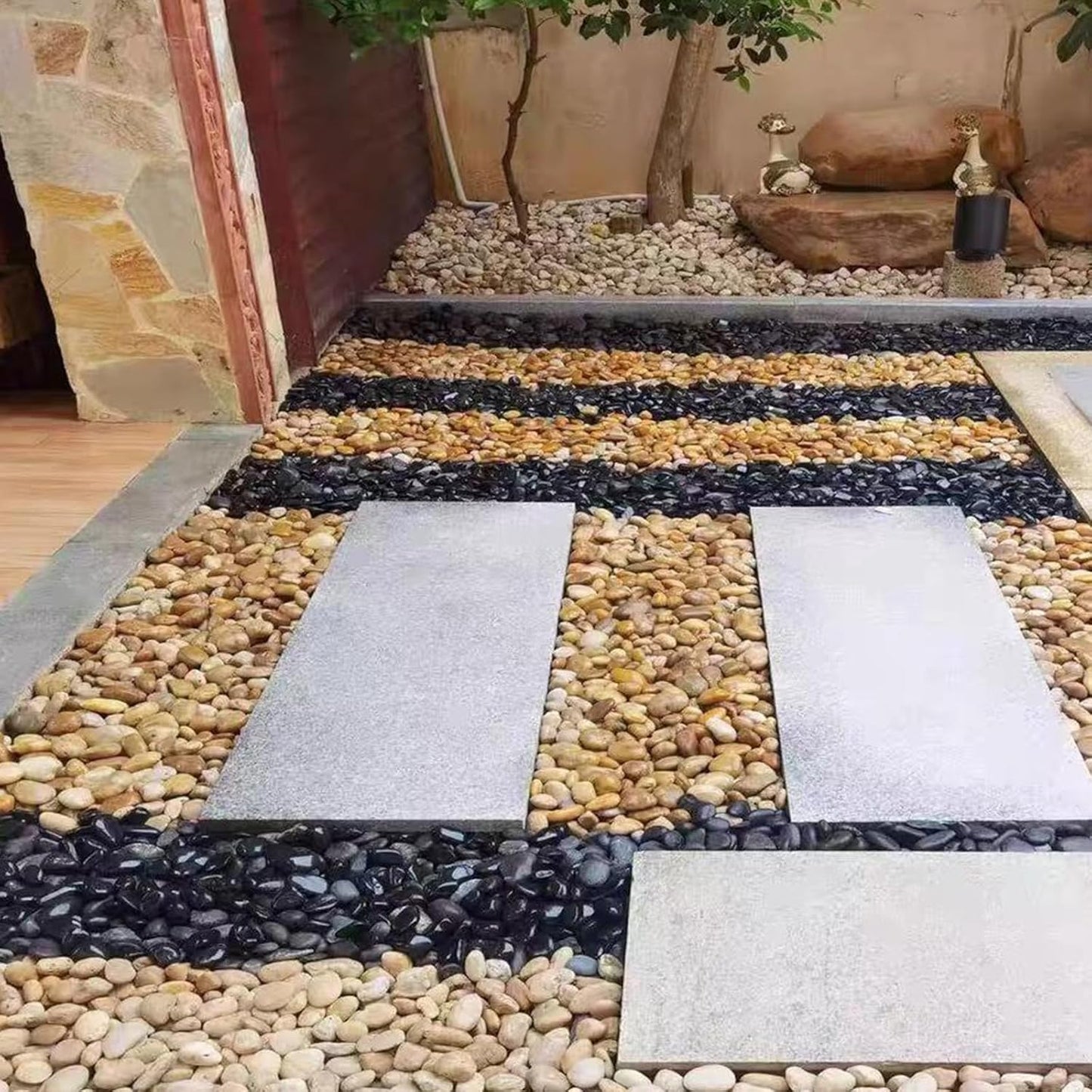 10 lbs Yellow River Rocks, 2-3 Inch Polished Pebbles for Indoor Plants, Decorative Rocks Stones for Landscaping, Vases, Aquariums, Fountains, Pathways, Backyard and Garden