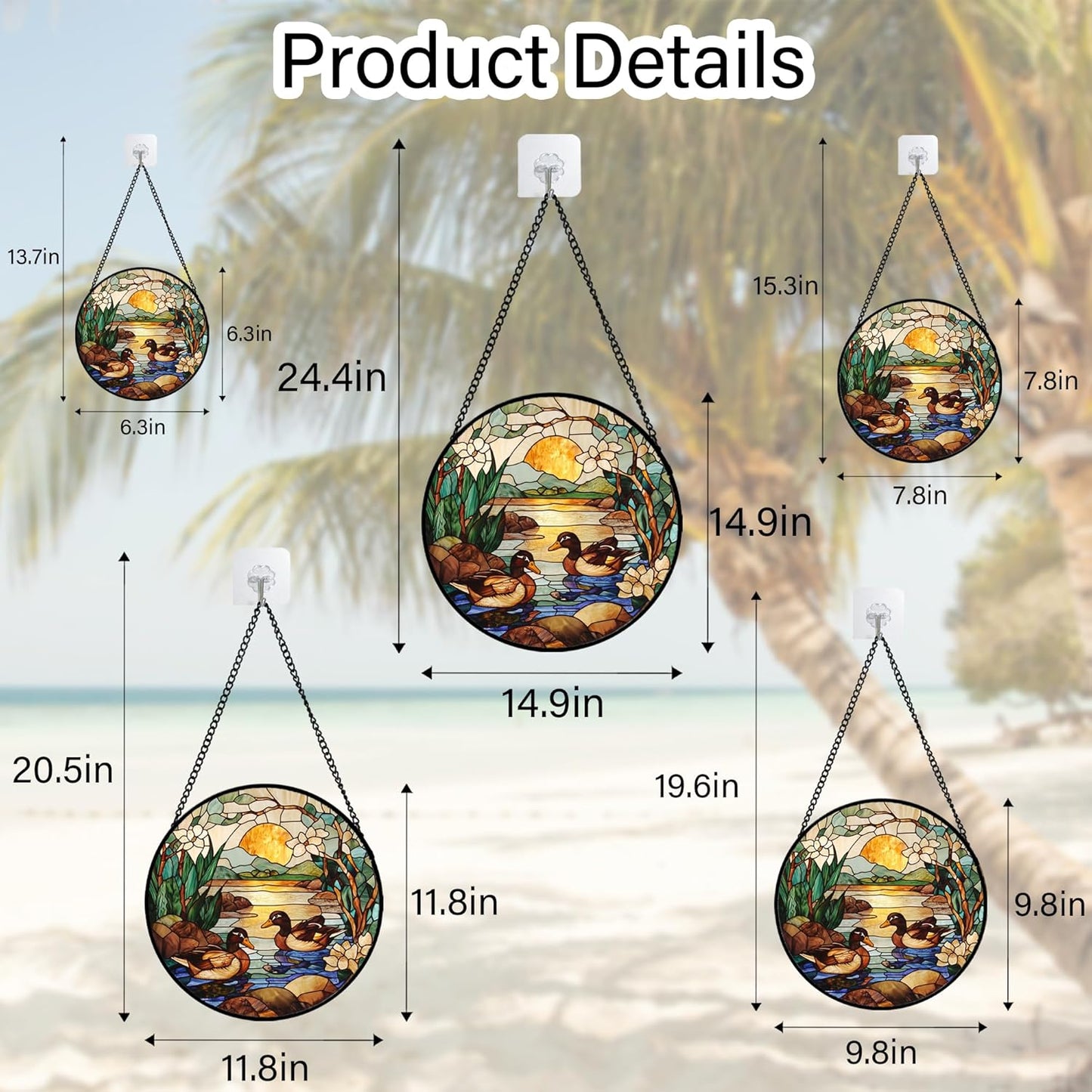 Stained Glass Window Hanging, Ducks in The Pond Sun Catcher for Door Home Decor Landscape Plant Suncatcher Christmas Mother's Day Birthday Gifts for Women Men Mom Nana 6.3 in