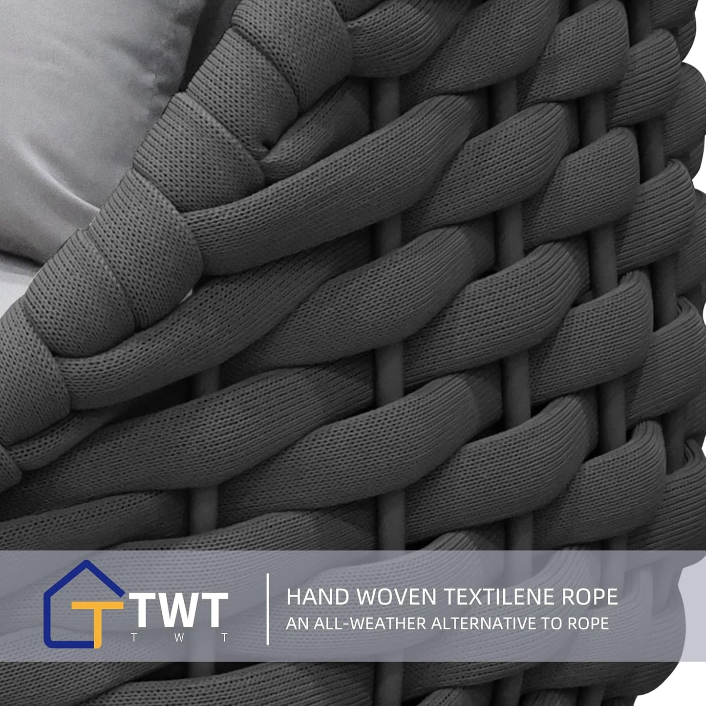 TWT Patio Sofa, All-Weather Textilene Rope Balcony Furniture with Cushions & Pillows, Patio Couch Outdoor Patio Furniture Set for Patio, Balcony, Backyard, Deck, Poolside