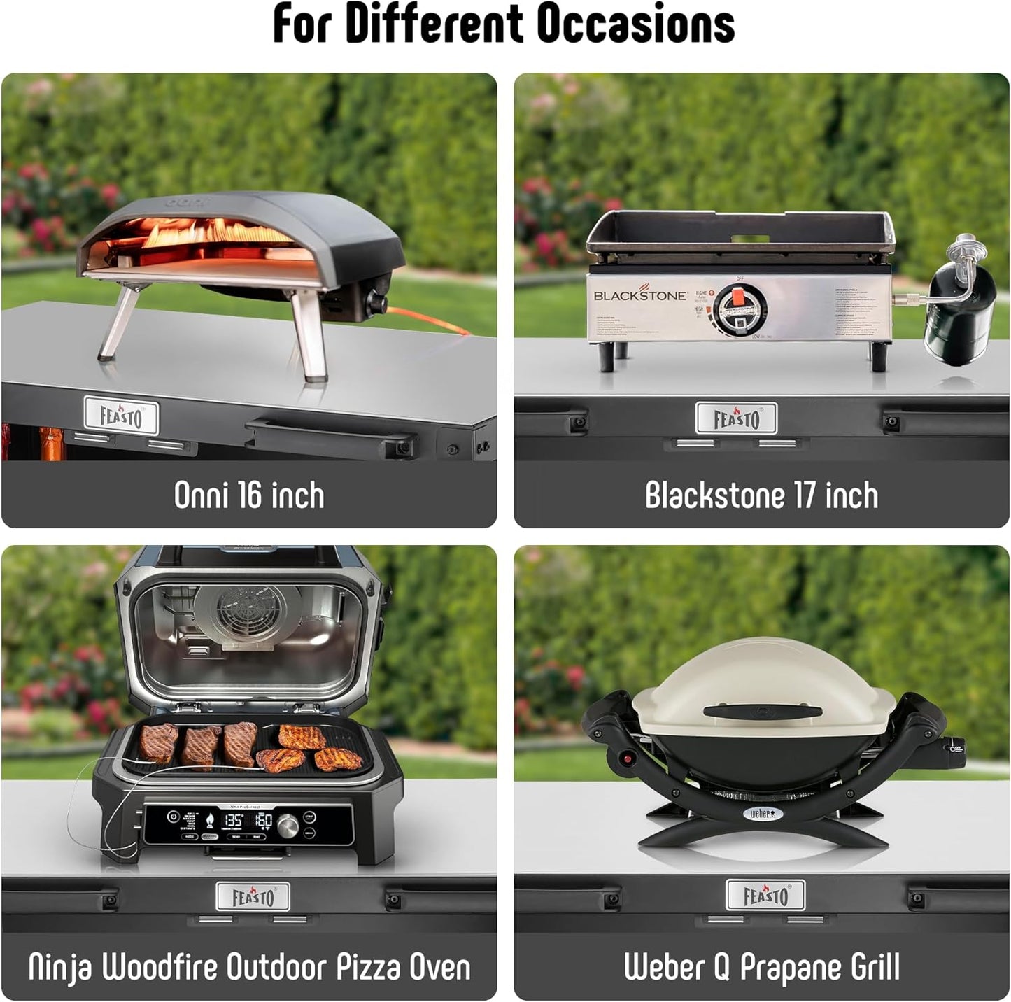 Grill Table, Outdoor Bar Cart Grill Cart with Storage Cabinet,Modular Outdoor Kitchen Island, Outdoor Grill Station with 304 Stainless Steel Top,Pizza Oven Table for Lawn & Garden,L35.4” x W24”