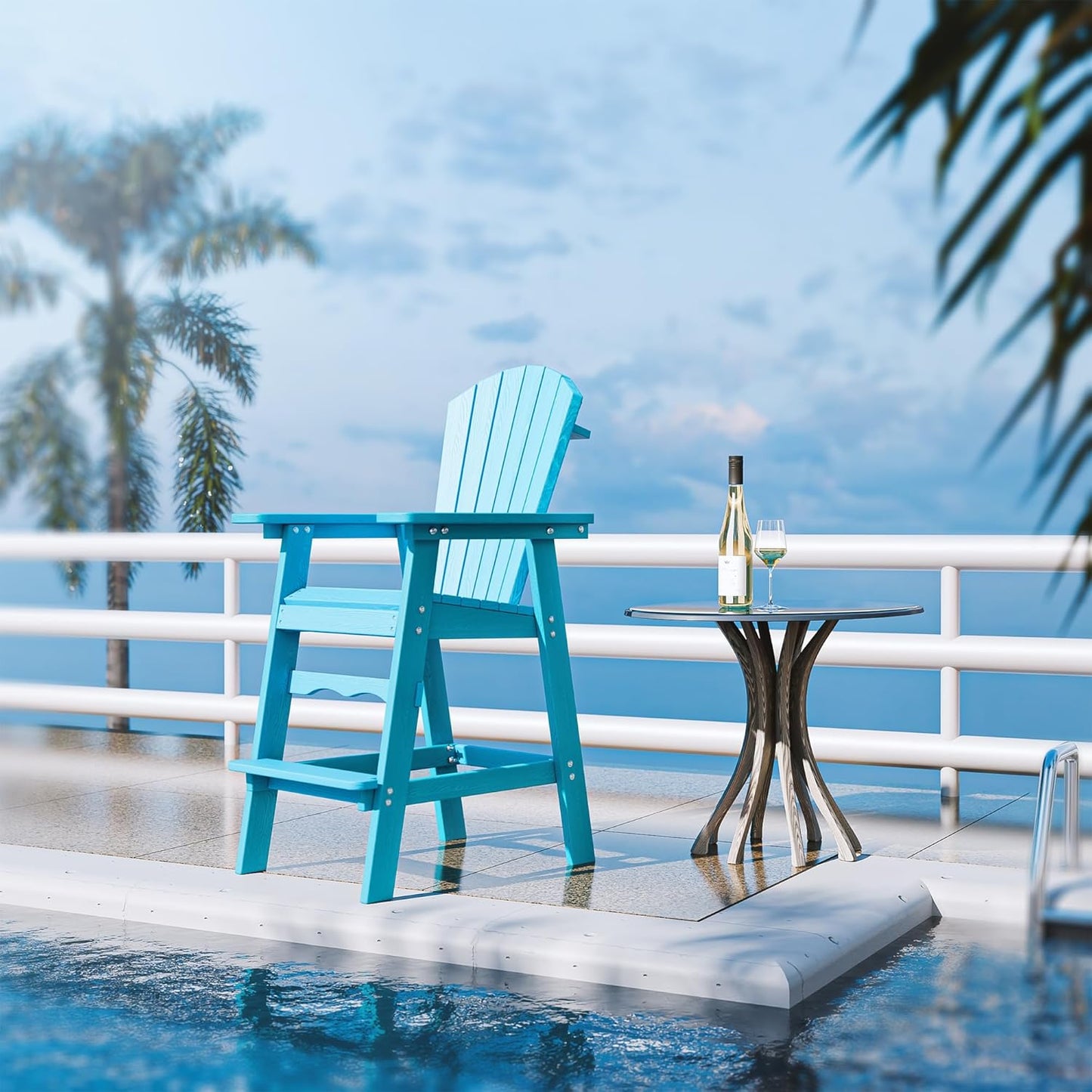 Tall Adirondack Chairs Set of 2, High Top Chairs, 360lb Capacity HDPE Adirondack Chair (Blue, Set of 2)