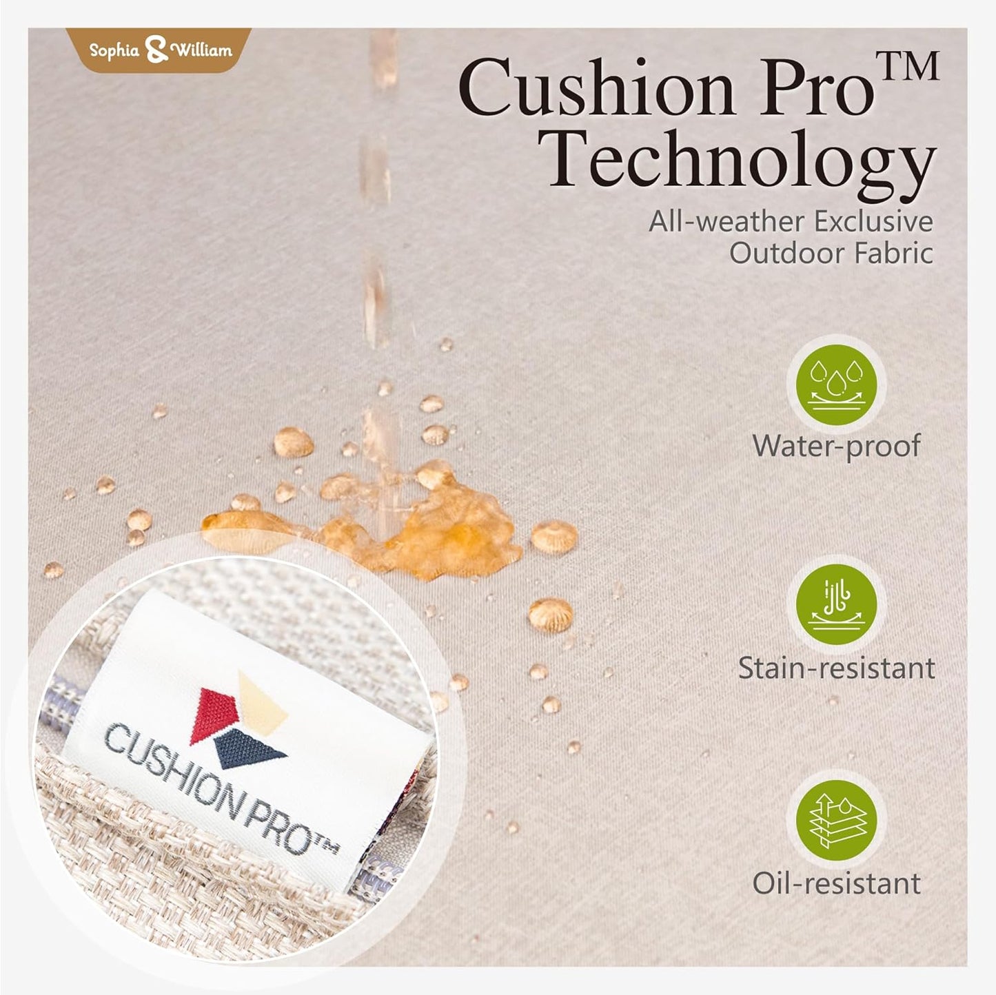 Sophia & William 5 Piece Outdoor Patio Furniture Set, Patio Conversation Sets 7 Seat with 3-seat Sofa x 1, Loveseat x 1, Cushioned Chair x 2, Metal Coffee Table x 1 for Backayrd Lawn, Beige