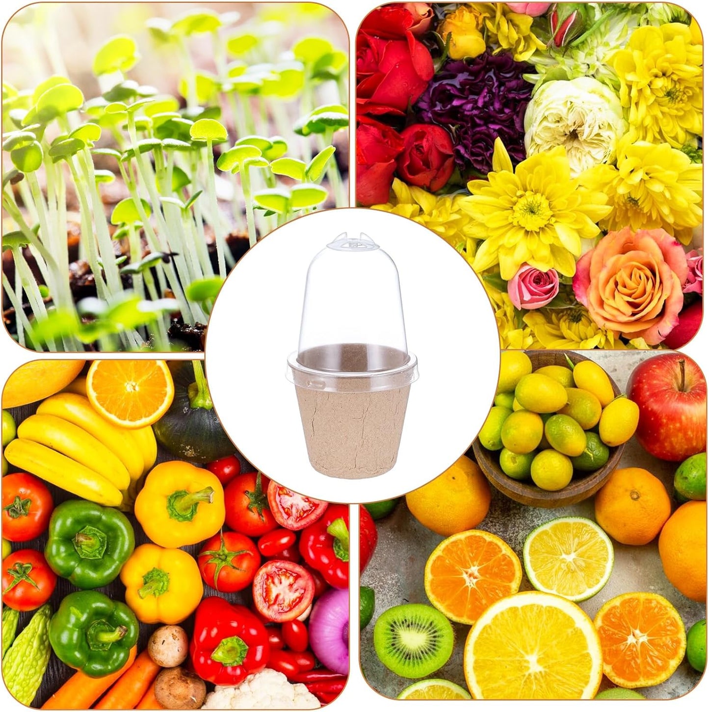 40pcs Biodegradable Seeding Starter Pots for Planting - 2.3" Plant Nursery Pots with Humidity Dome - Peat Pots for Seedlings Garden Vegetable Flower Germination