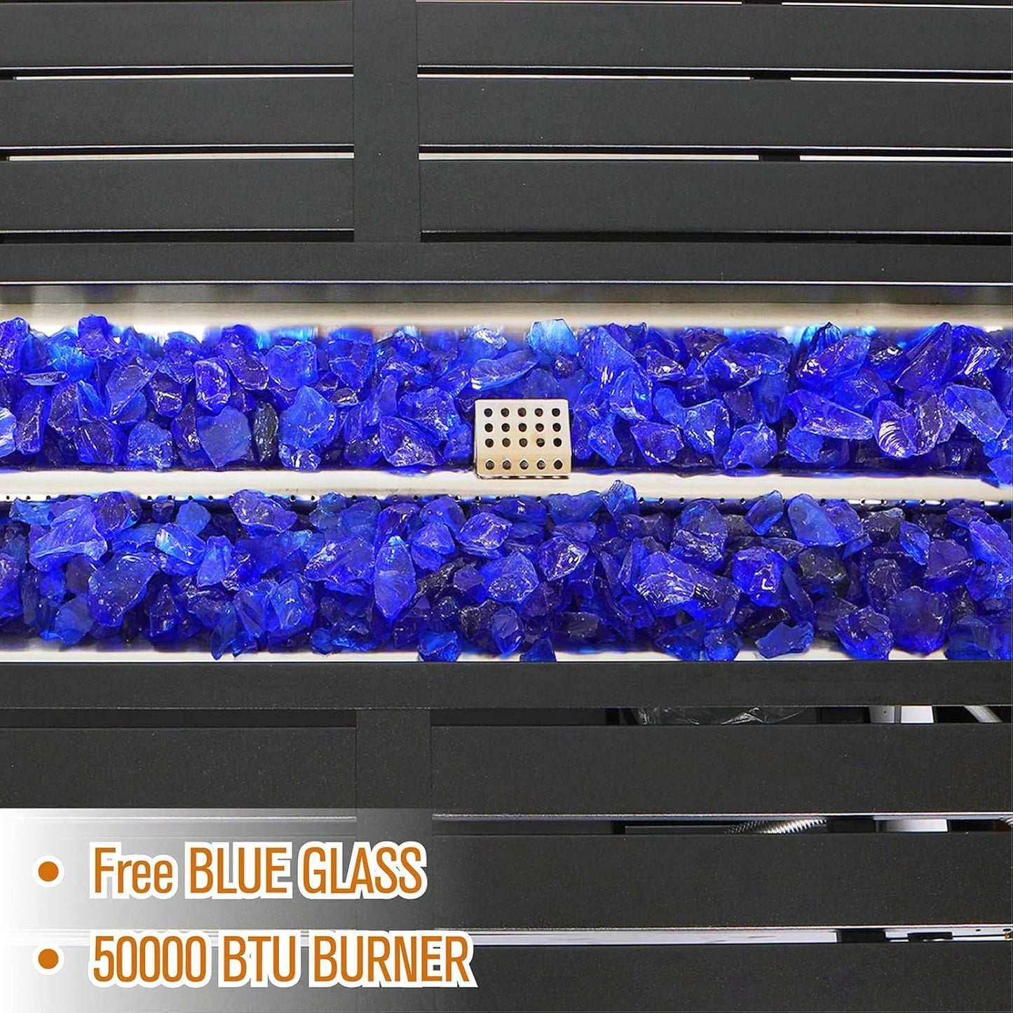 MFSTUDIO 7 Seats Metal Patio Furniture Sets, 6 Pieces Outdoor Sectional Sofa Conversation Set with 2 x Motion Chairs, 2 x Fixed Chairs, 1 x 3-seat Sofa and 1 x 45 inches Rectangular Fire Pit Table