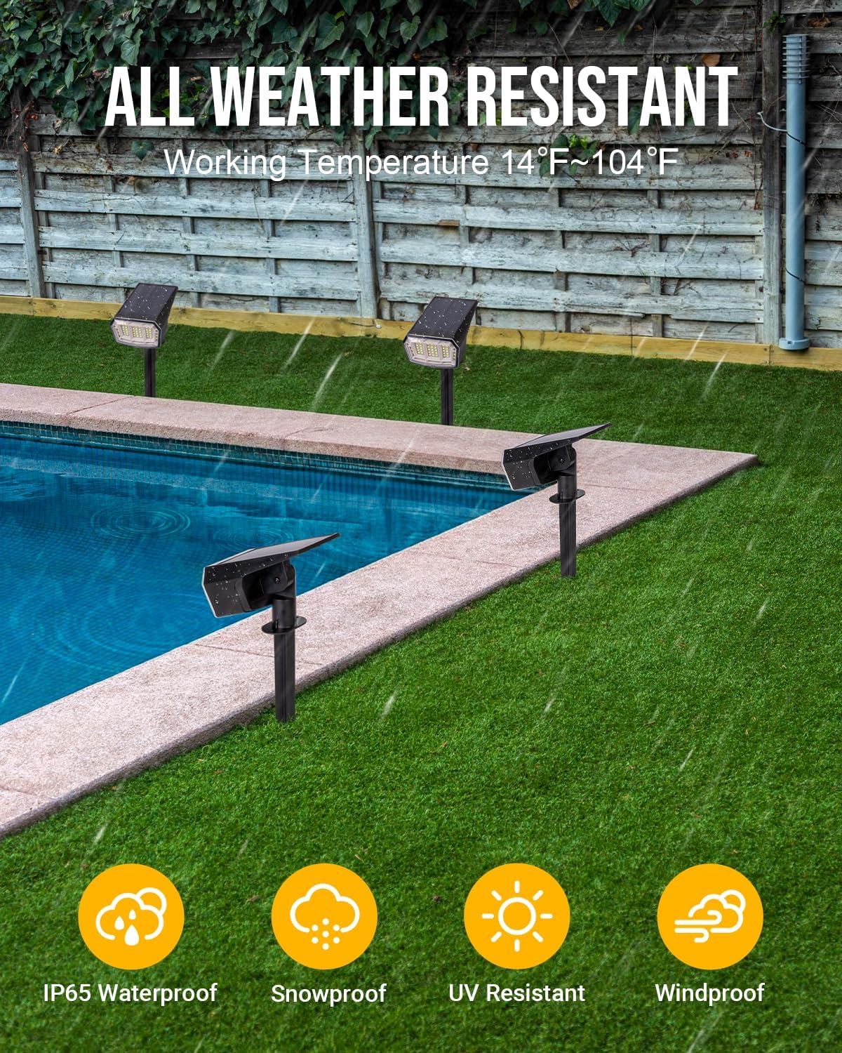 Solar Spot Lights Outdoor Waterproof Landscape Spotlights 63 LEDs 3 Lighting Modes IP65 Solar Spot Lights for Backyard, Outside, Garden, House, Garge-2 Pack Warm White